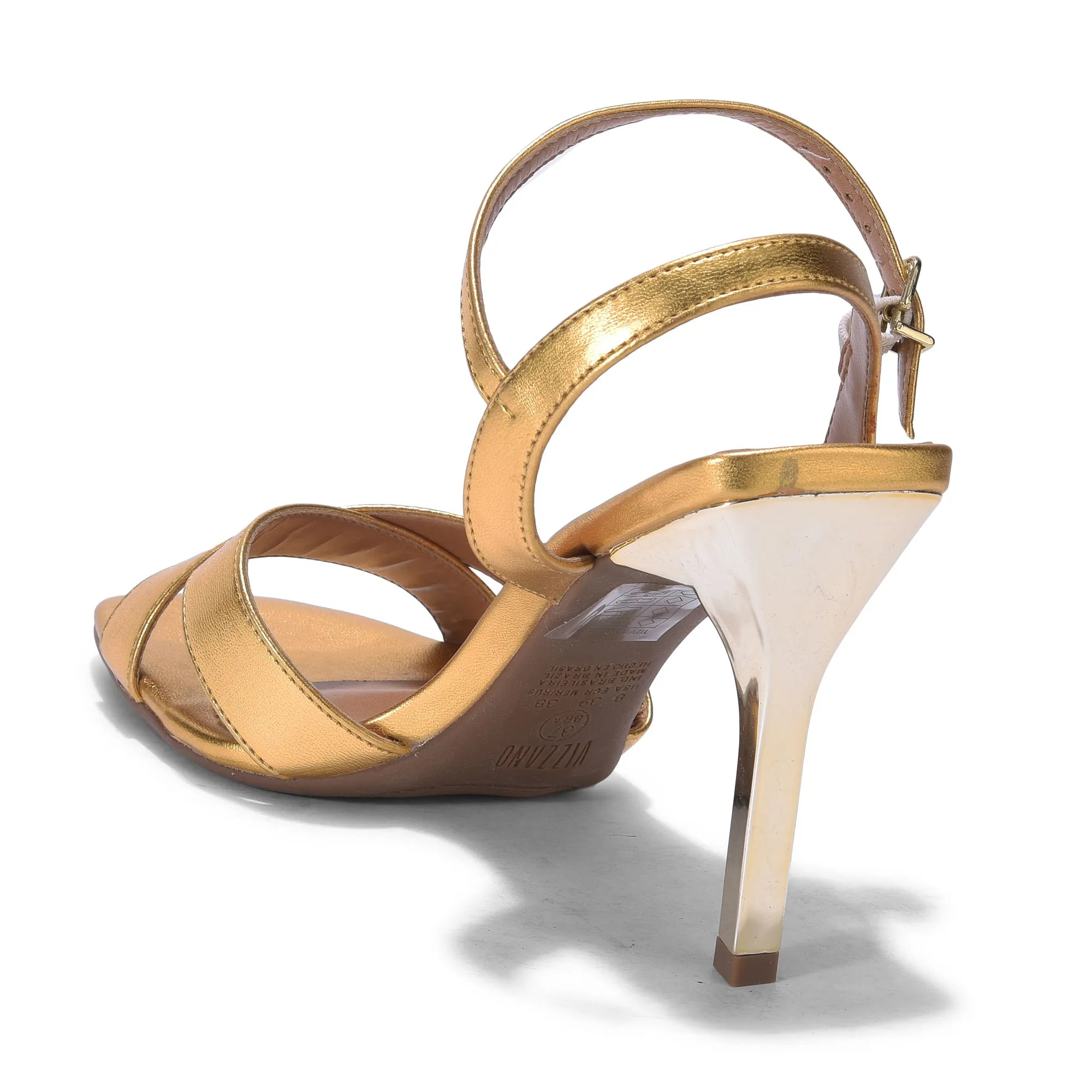 Golden ankle strap heel - Thumbnail 5