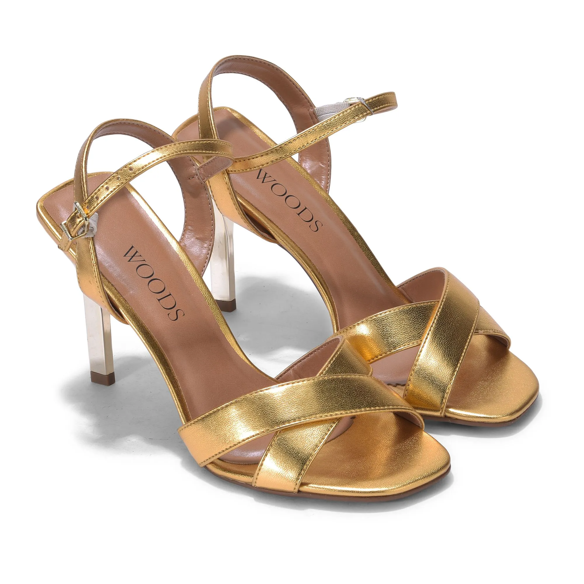 Golden ankle strap heel - Thumbnail 6