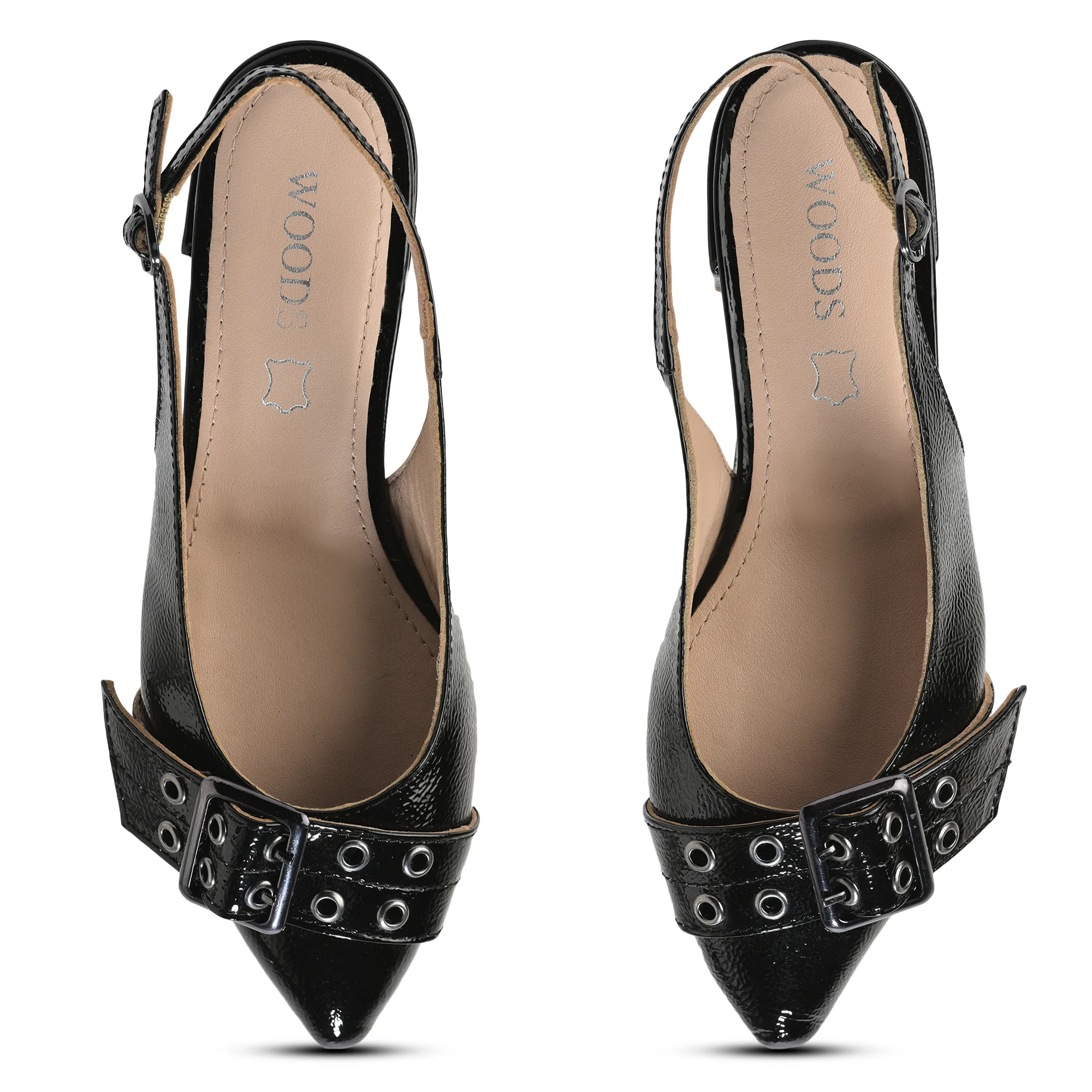 Woodland Black Slingback Ladies Heel Sandals  - Thumbnail 2
