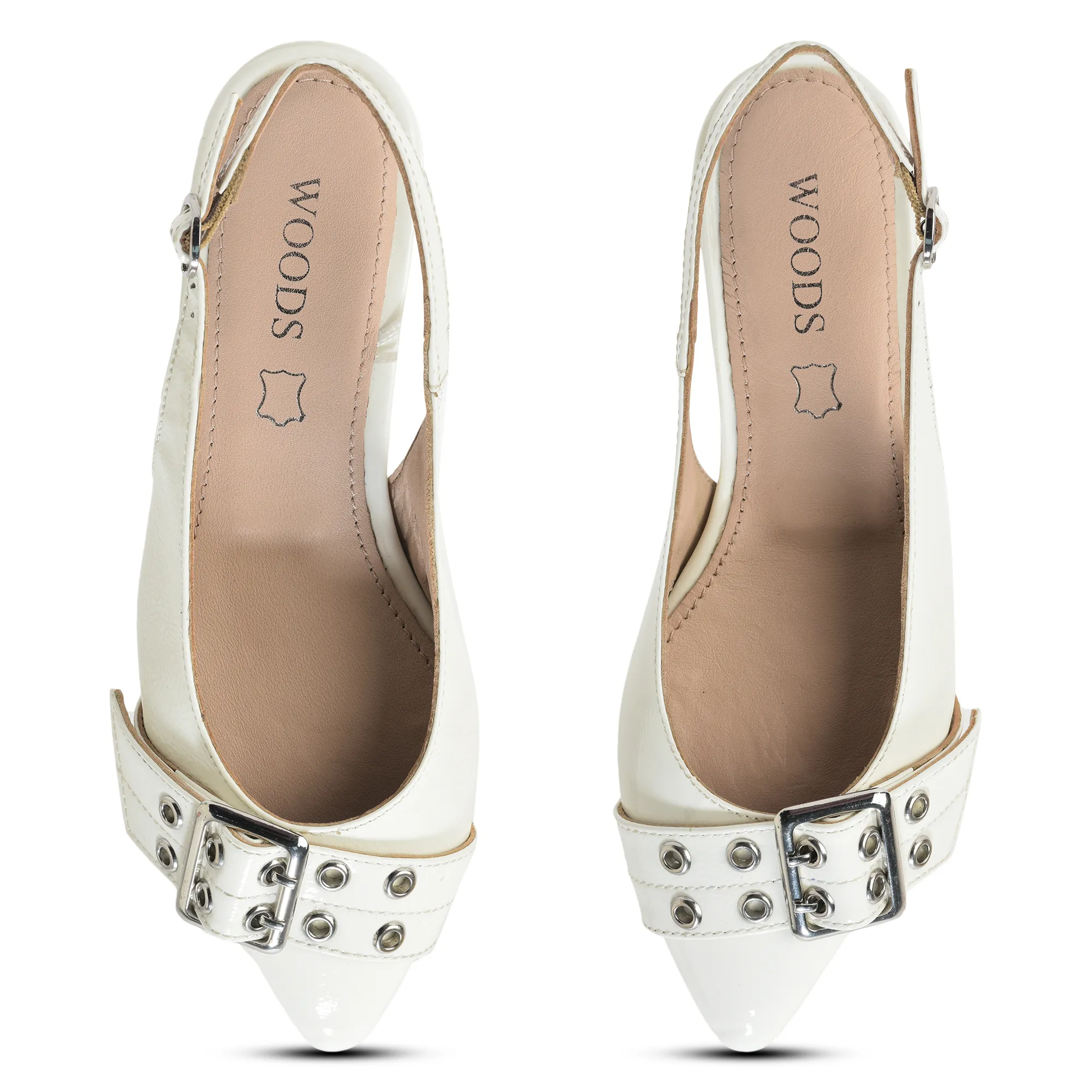 Woodland White Slingback Ladies Heel Sandals  - Thumbnail 2