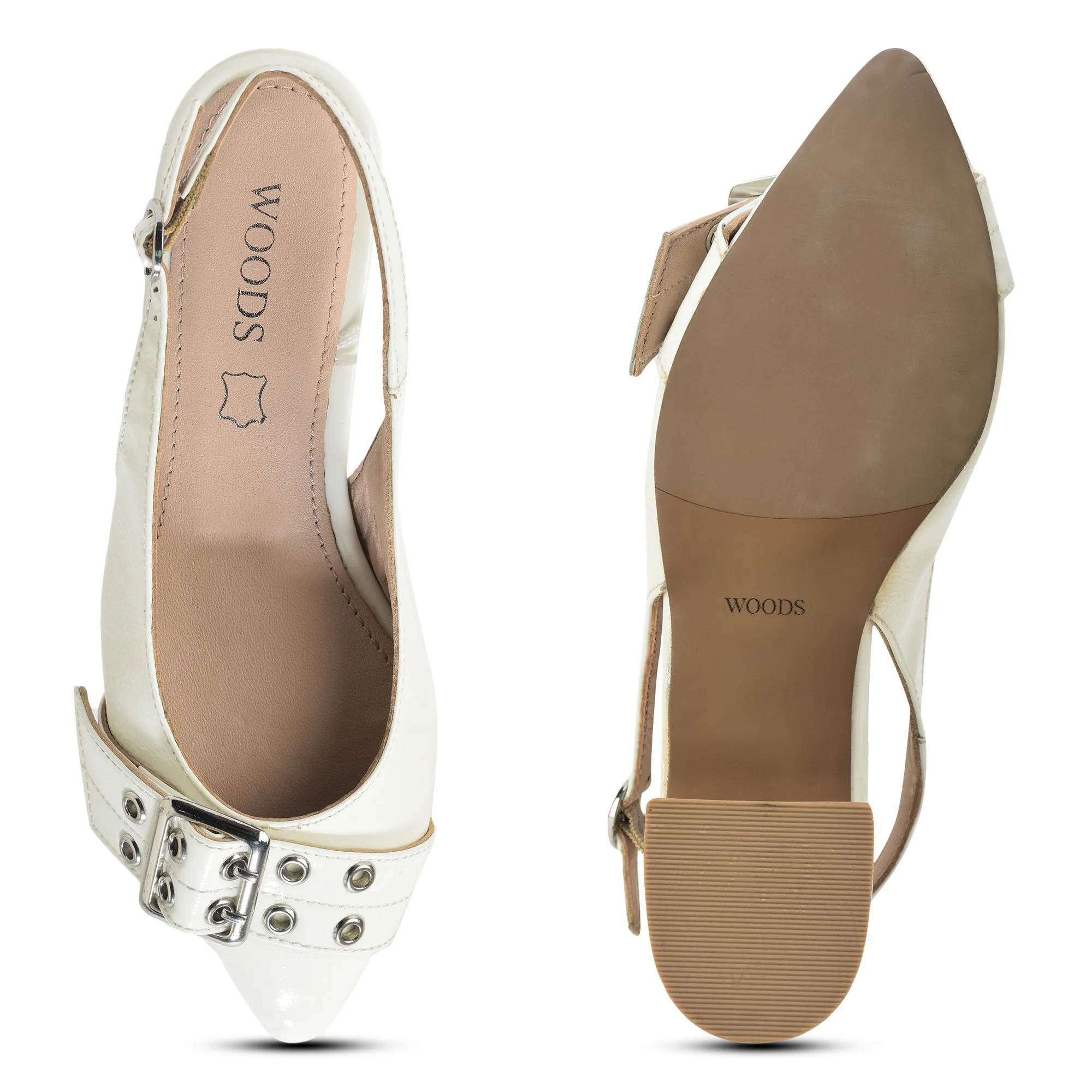 Woodland White Slingback Ladies Heel Sandals  - Thumbnail 7