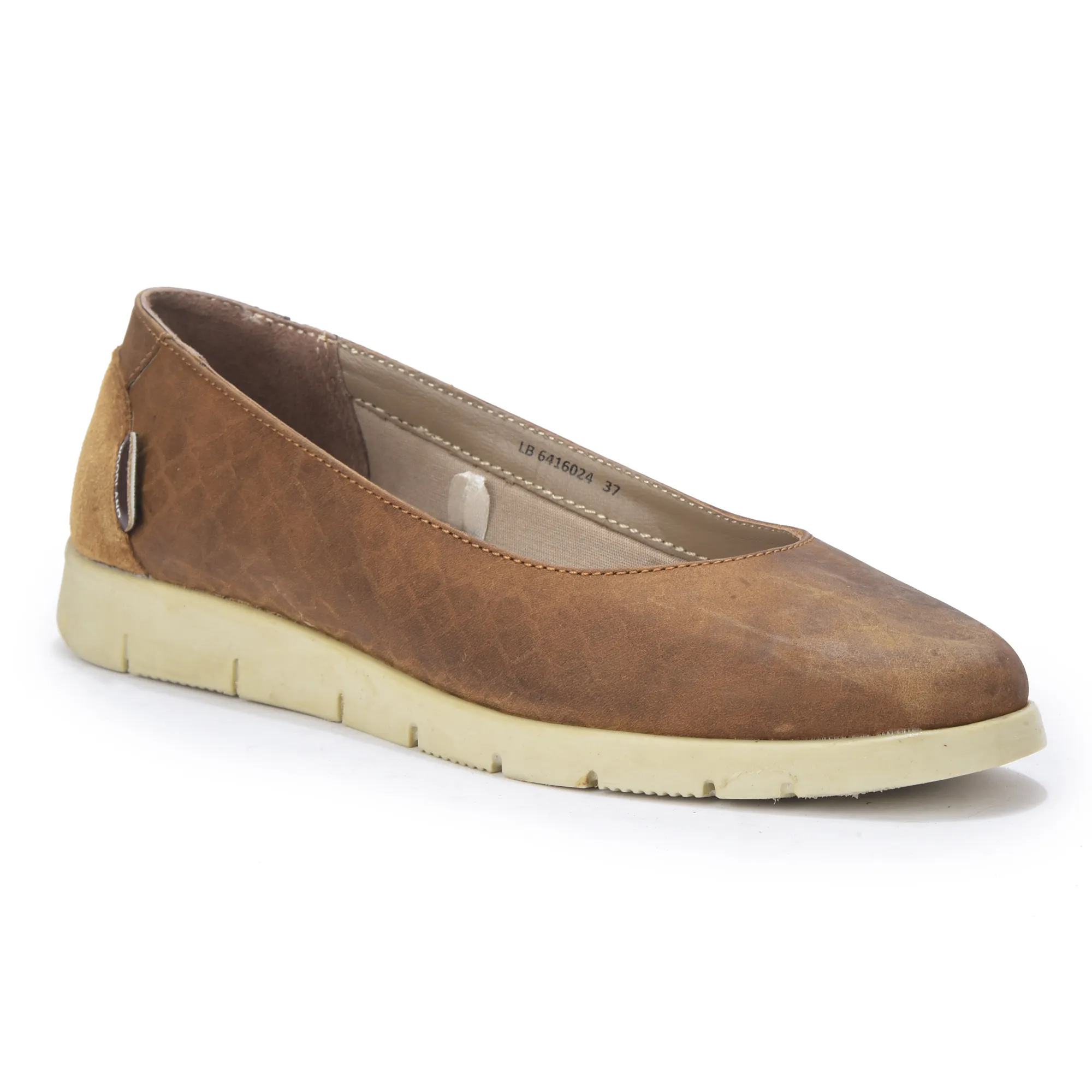 Women Camel Everyday Nubuk Ballet Flats - Thumbnail 3