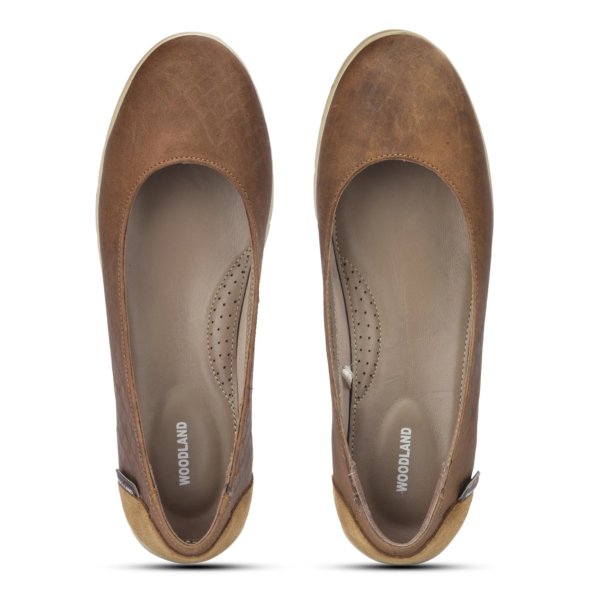 Women Camel Everyday Nubuk Ballet Flats - Thumbnail 4