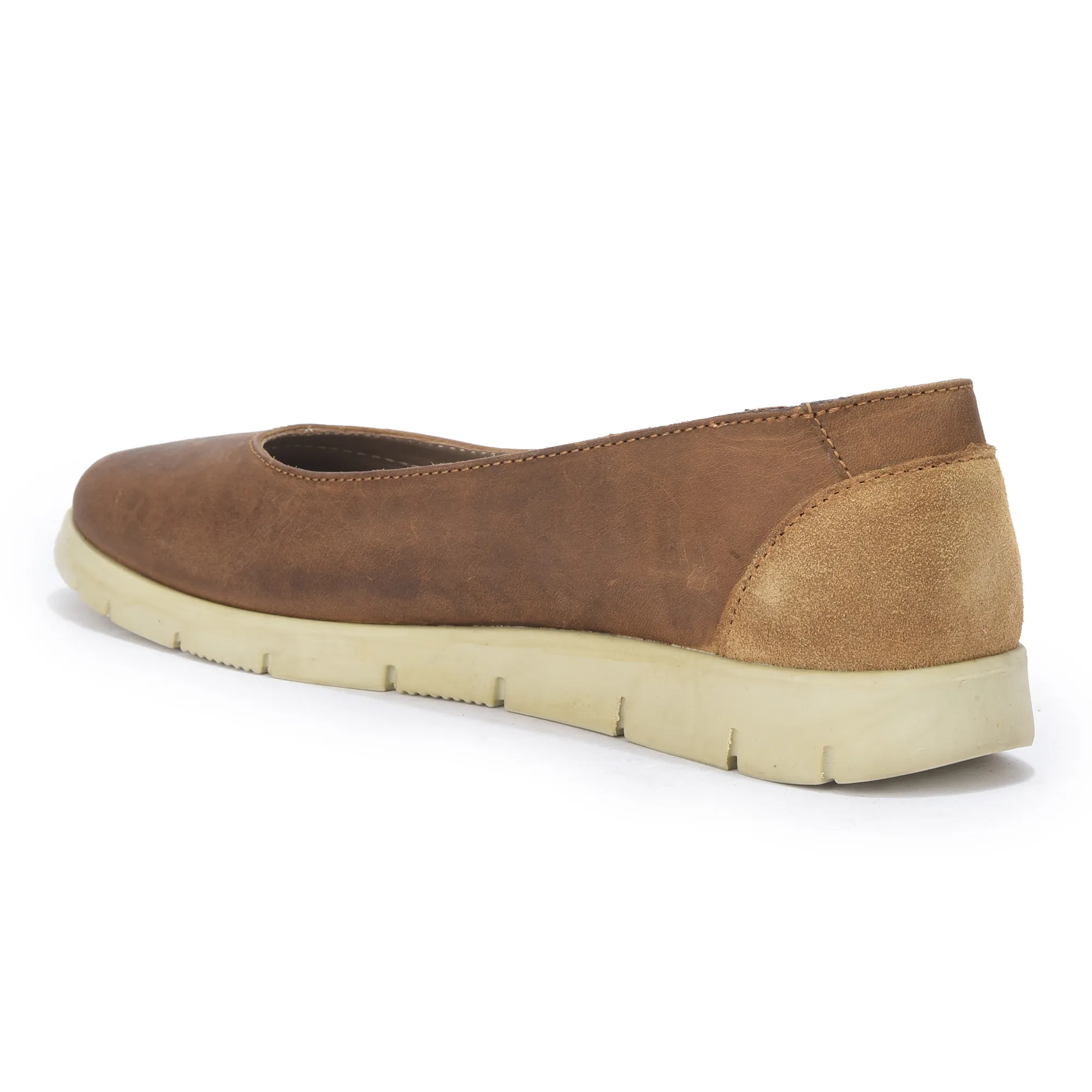 Women Camel Everyday Nubuk Ballet Flats - Thumbnail 6