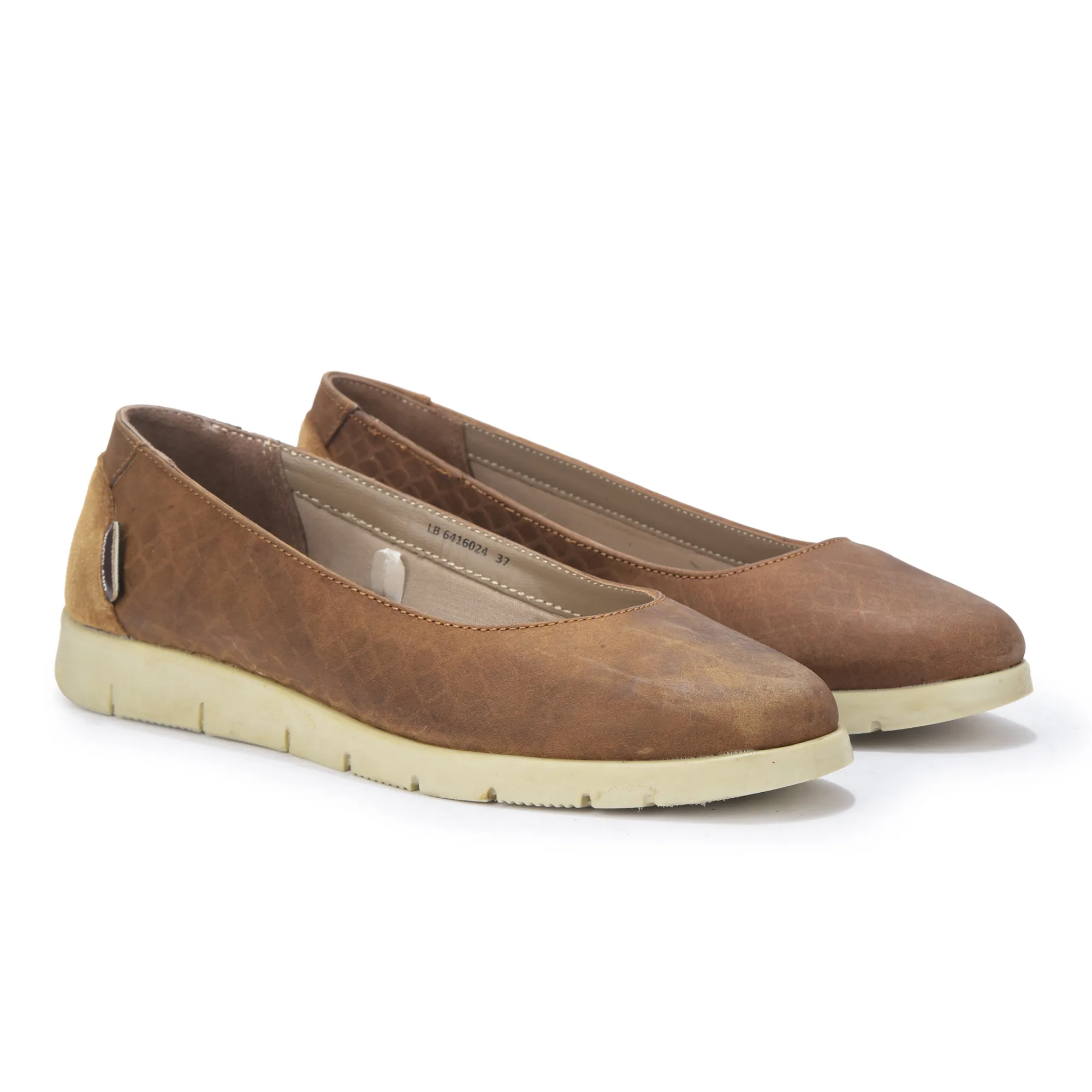 Women Camel Everyday Nubuk Ballet Flats - Thumbnail 7