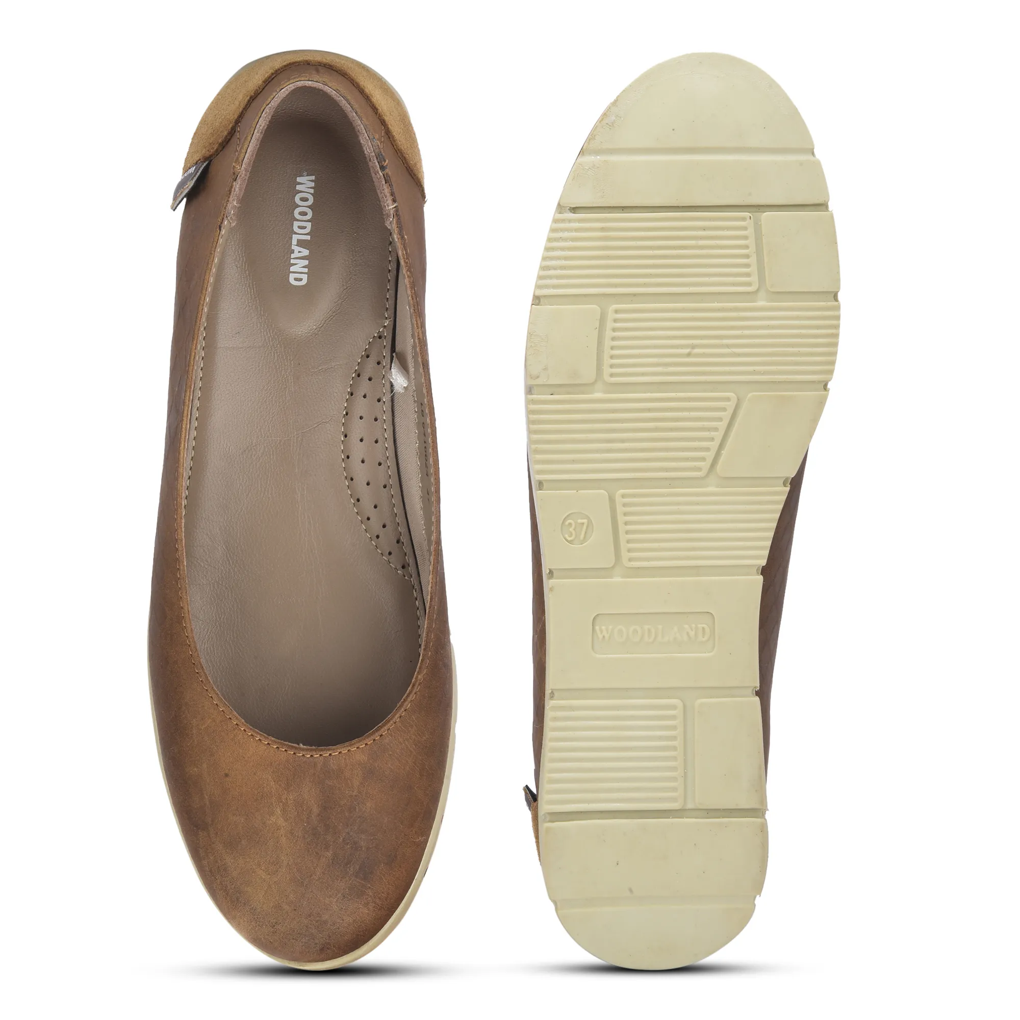 Women Camel Everyday Nubuk Ballet Flats - Thumbnail 8