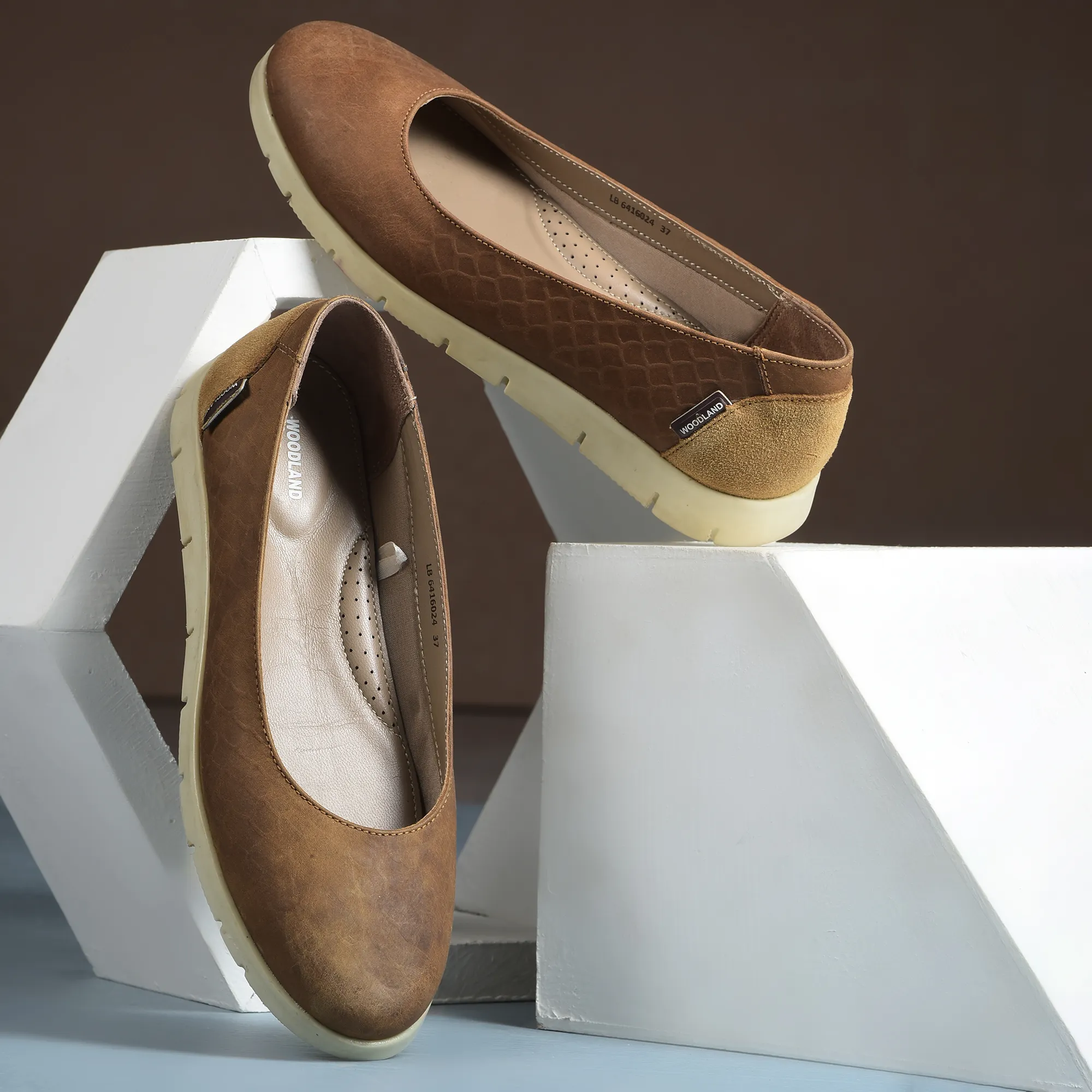 Women Camel Everyday Nubuk Ballet Flats - Thumbnail 9