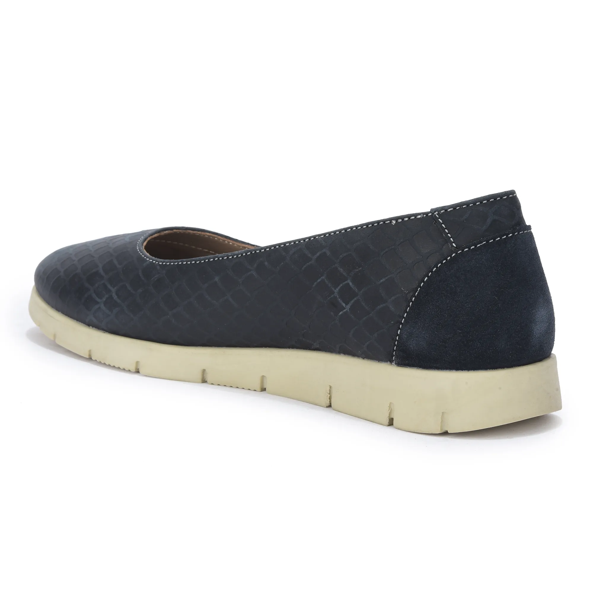 Women Navy Everyday Nubuk Ballet Flats - Thumbnail 6