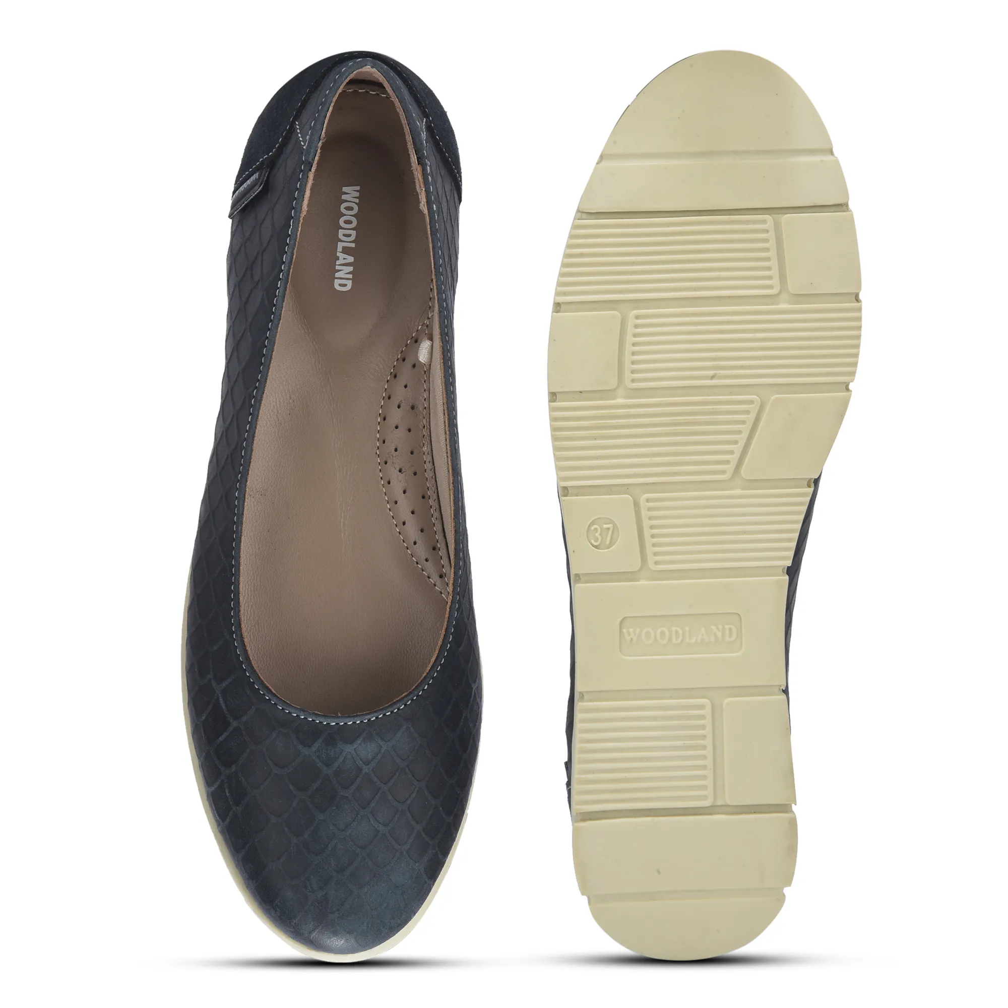 Women Navy Everyday Nubuk Ballet Flats - Thumbnail 8