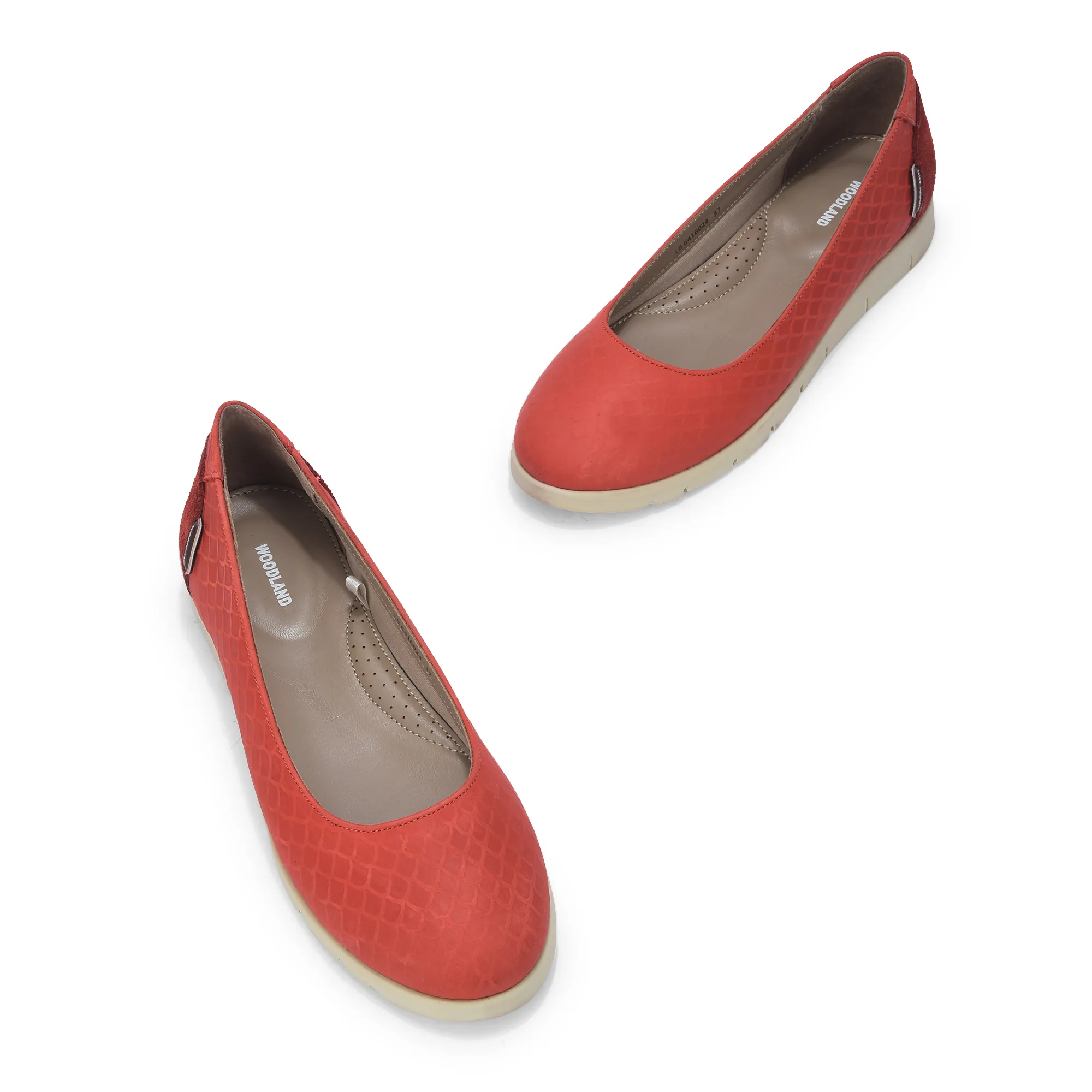 Women Red Everyday Nubuk Ballet Flats - Thumbnail 2