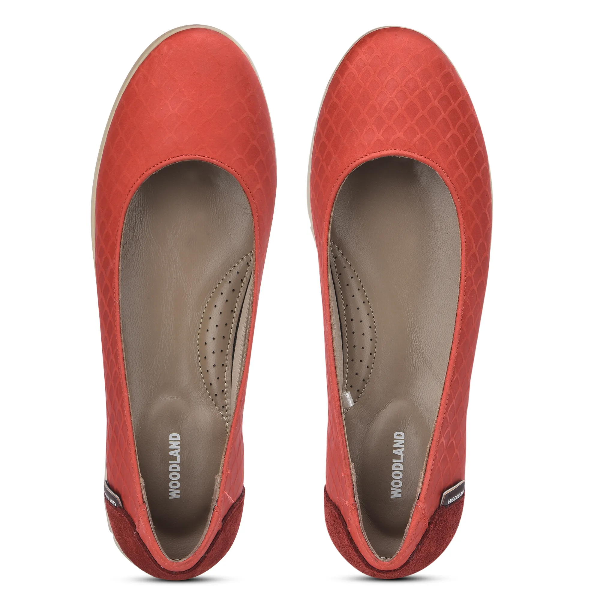 Women Red Everyday Nubuk Ballet Flats - Thumbnail 4