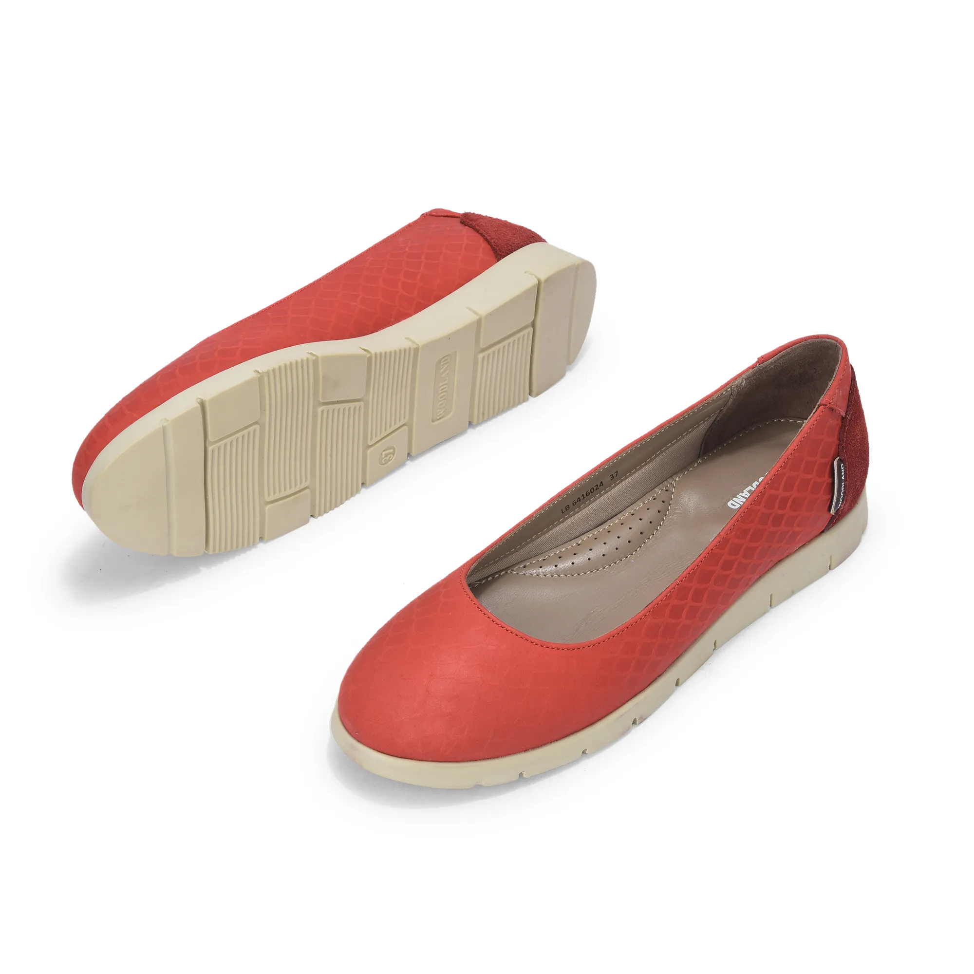 Women Red Everyday Nubuk Ballet Flats - Thumbnail 5