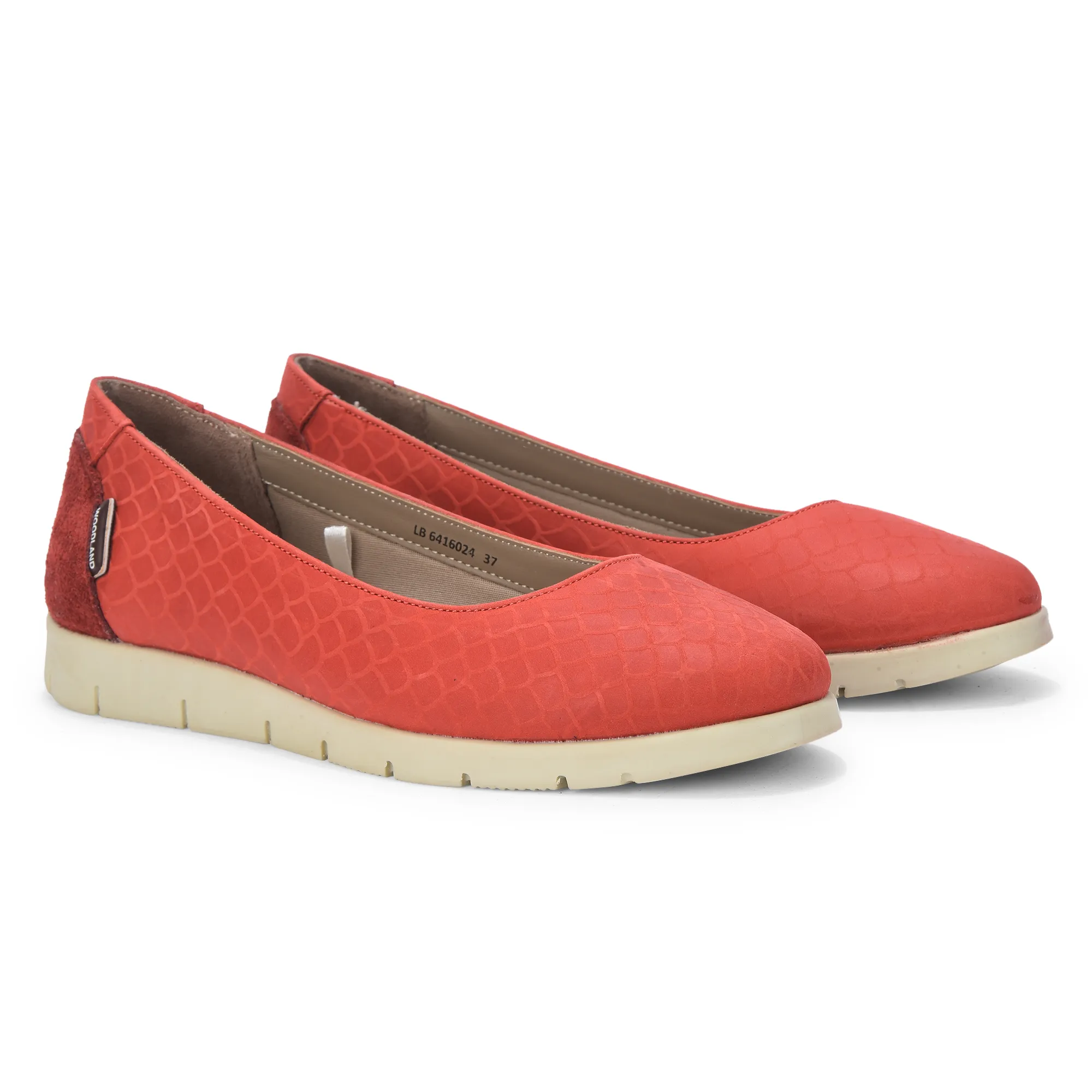 Women Red Everyday Nubuk Ballet Flats - Thumbnail 7