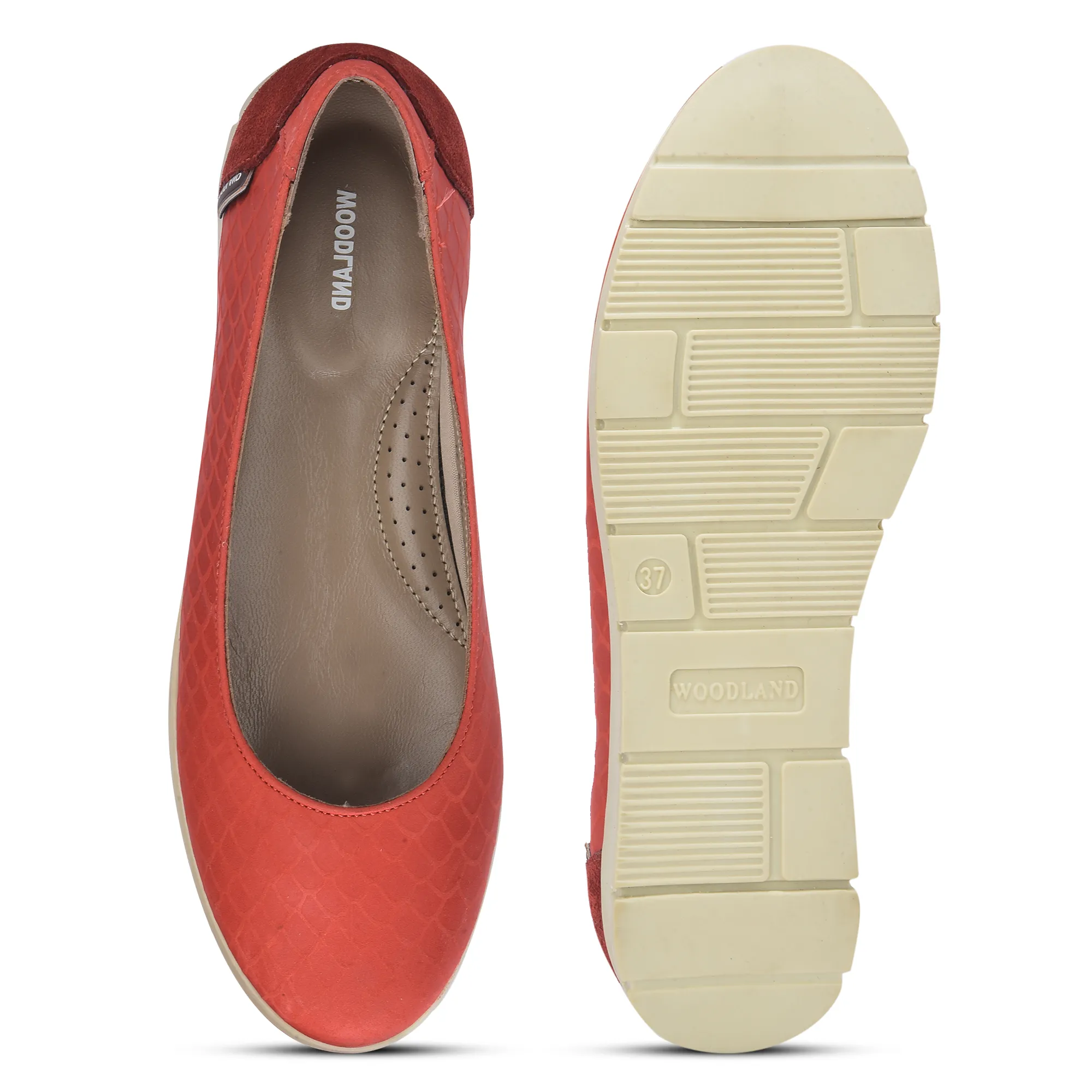 Women Red Everyday Nubuk Ballet Flats - Thumbnail 8