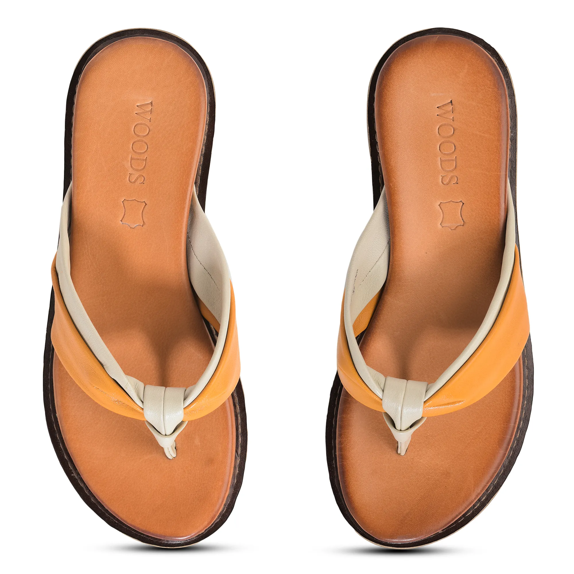 Mustard/Ivory Soft Dual Toned Ladies Slippers - Thumbnail 2