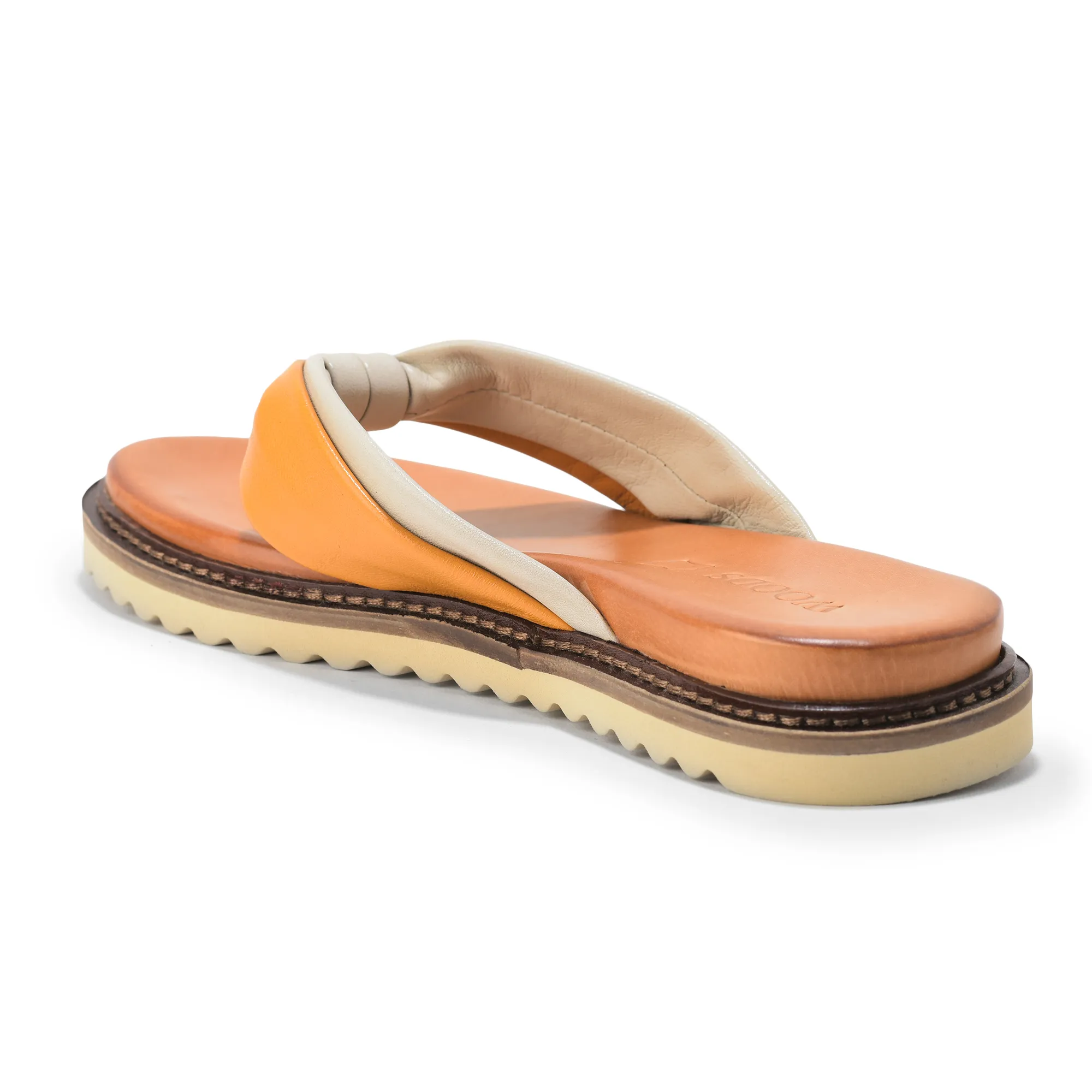 Mustard/Ivory Soft Dual Toned Ladies Slippers - Thumbnail 4