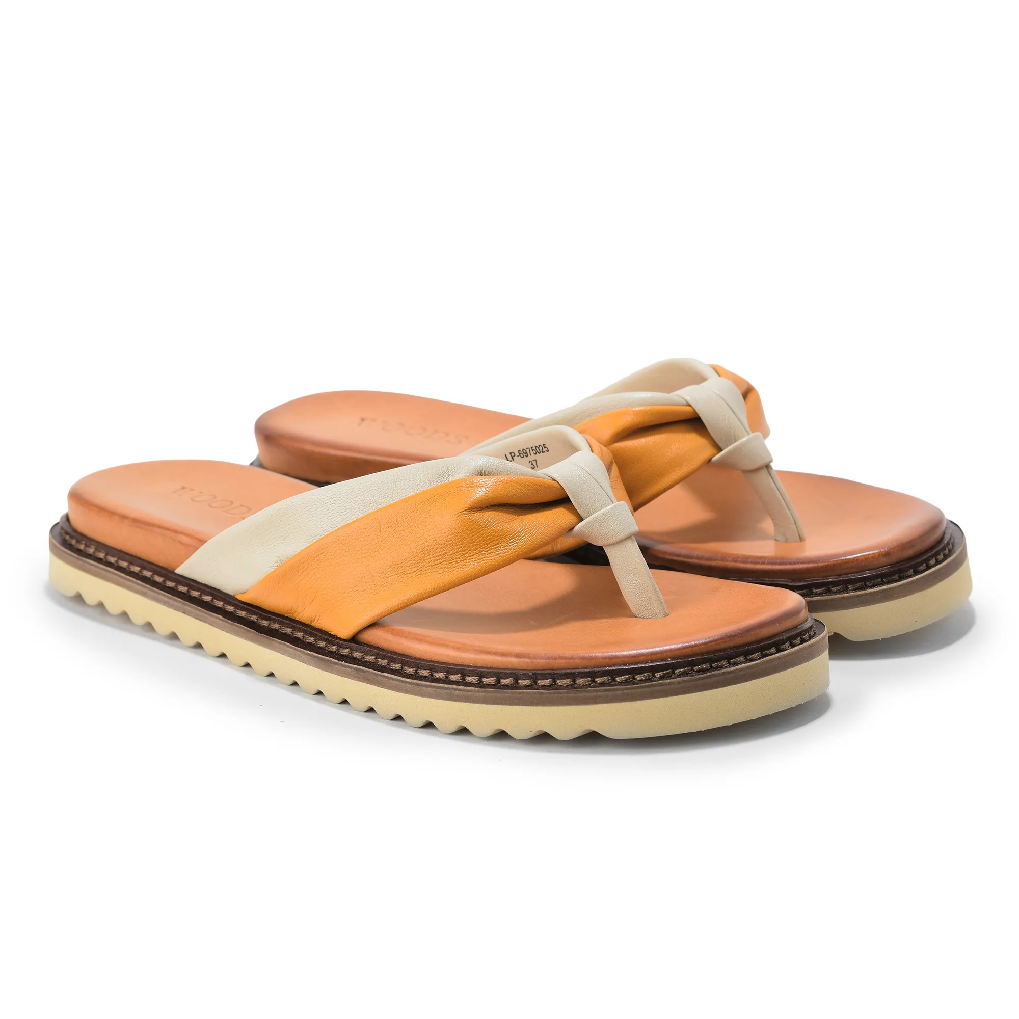 Mustard/Ivory Soft Dual Toned Ladies Slippers - Thumbnail 5