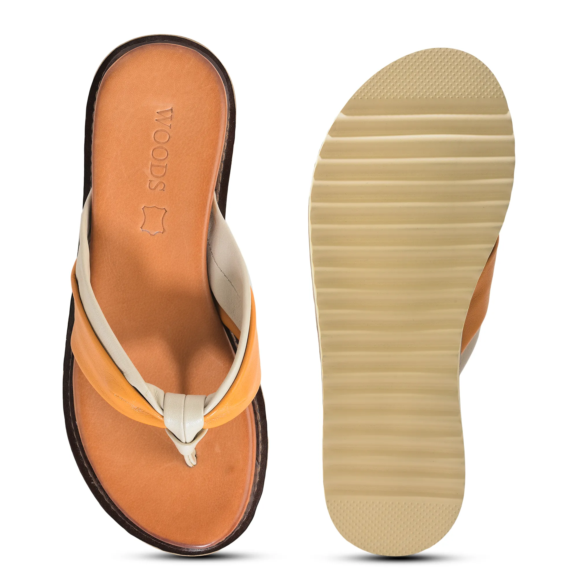 Mustard/Ivory Soft Dual Toned Ladies Slippers - Thumbnail 6