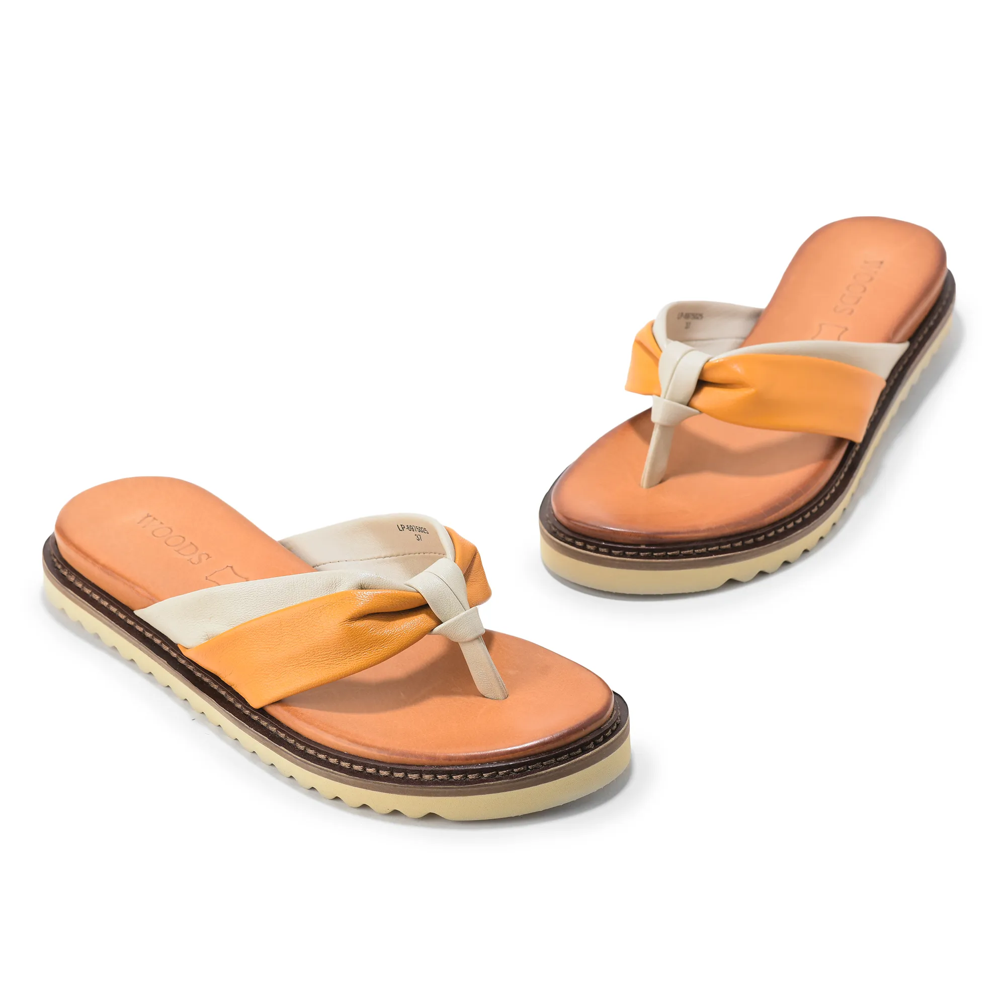 Mustard/Ivory Soft Dual Toned Ladies Slippers - Thumbnail 8