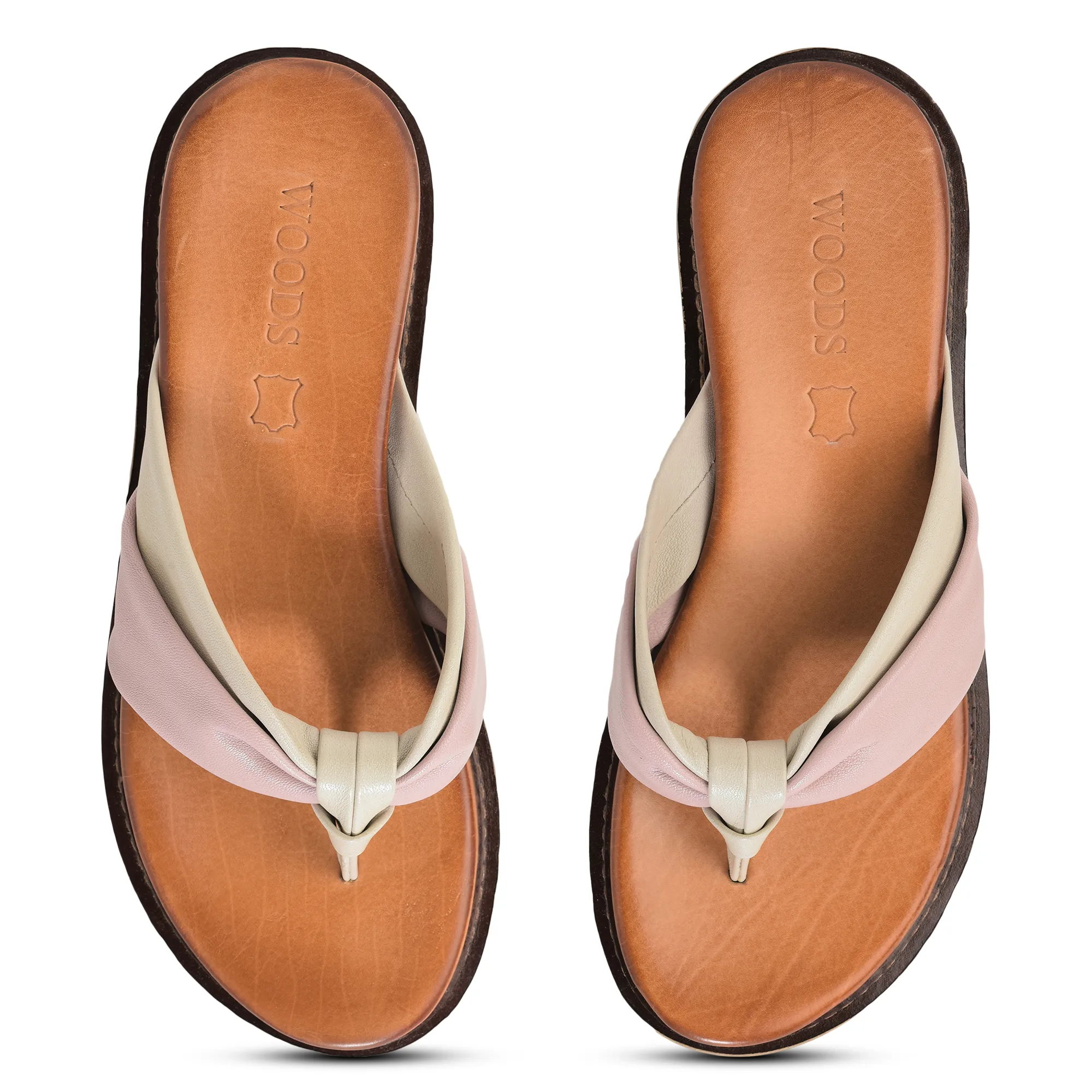 Pink/Ivory Soft Dual Toned Ladies Slippers - Thumbnail 2