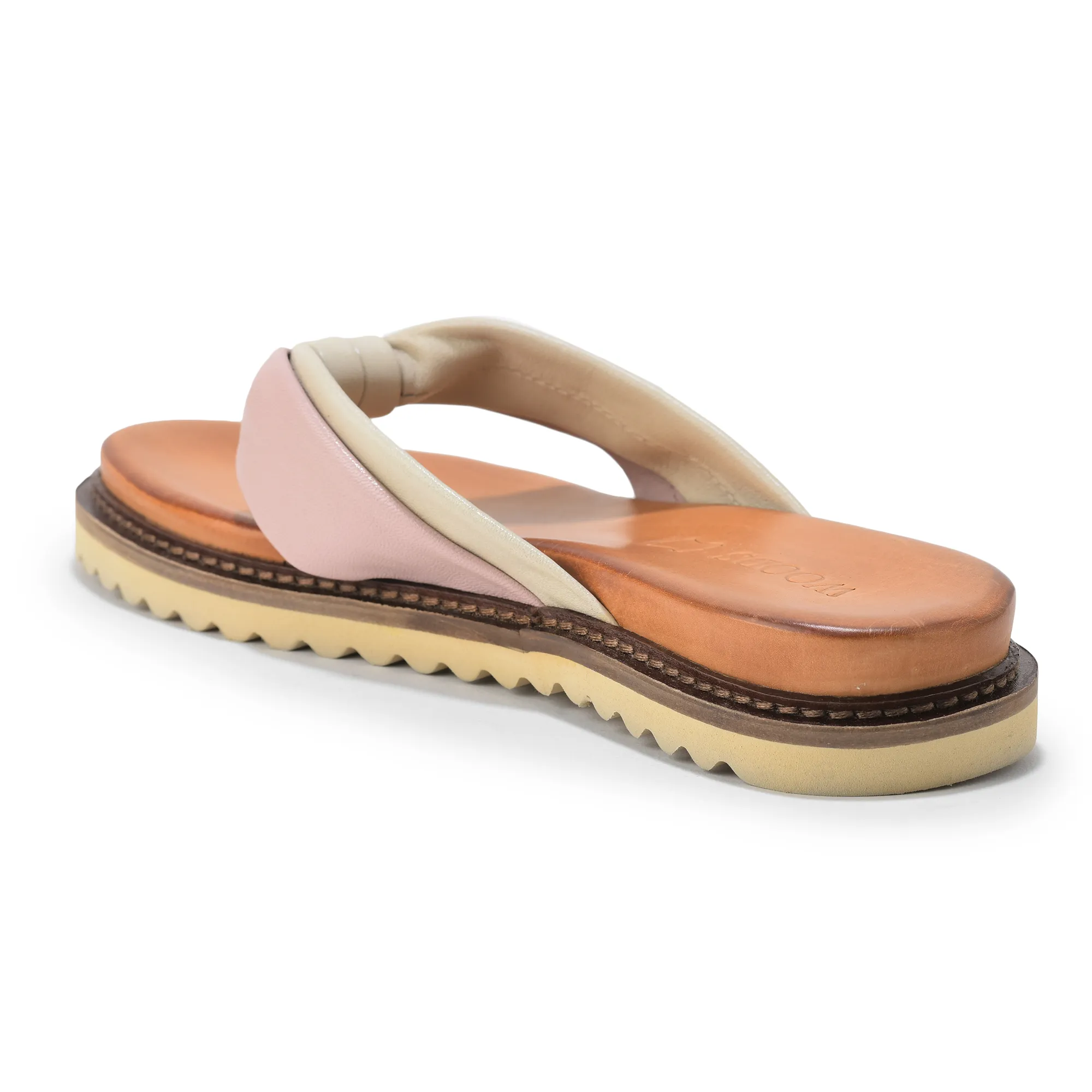 Pink/Ivory Soft Dual Toned Ladies Slippers - Thumbnail 4