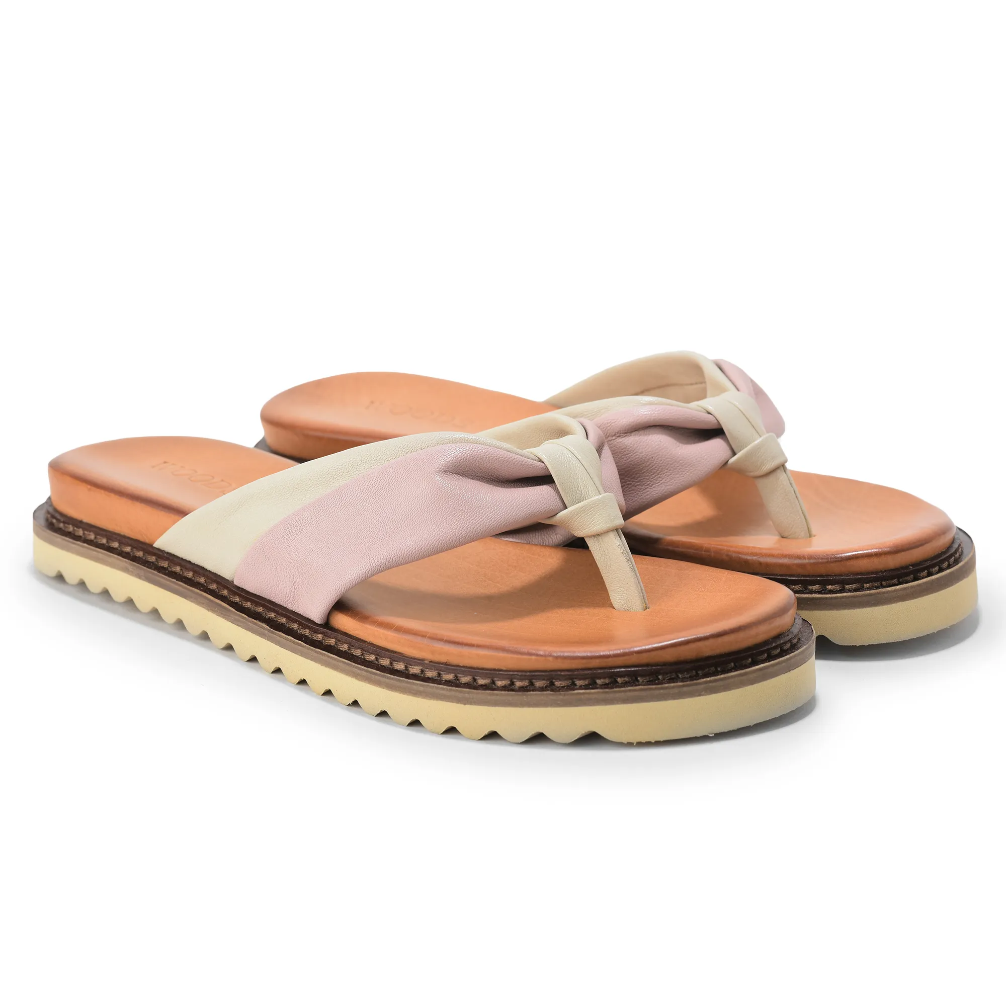 Pink/Ivory Soft Dual Toned Ladies Slippers - Thumbnail 5