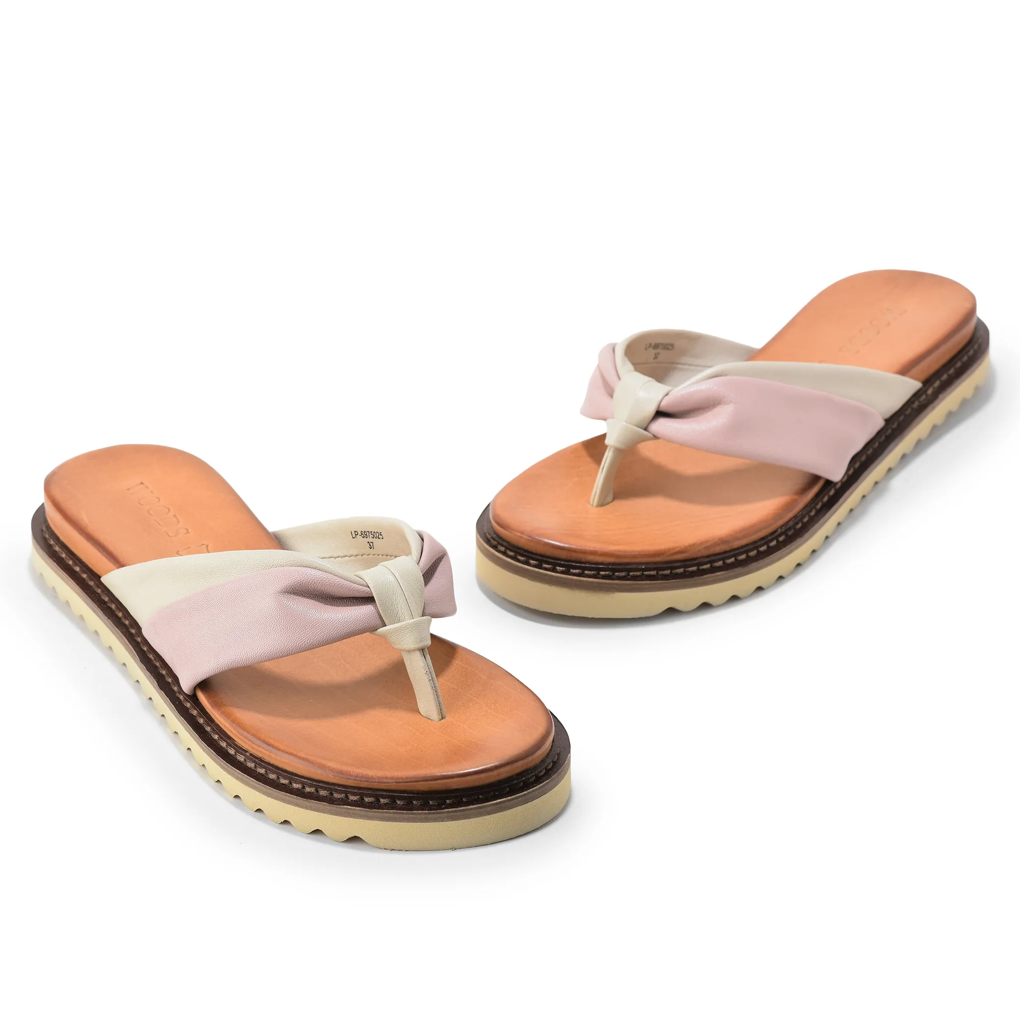 Pink/Ivory Soft Dual Toned Ladies Slippers - Thumbnail 8