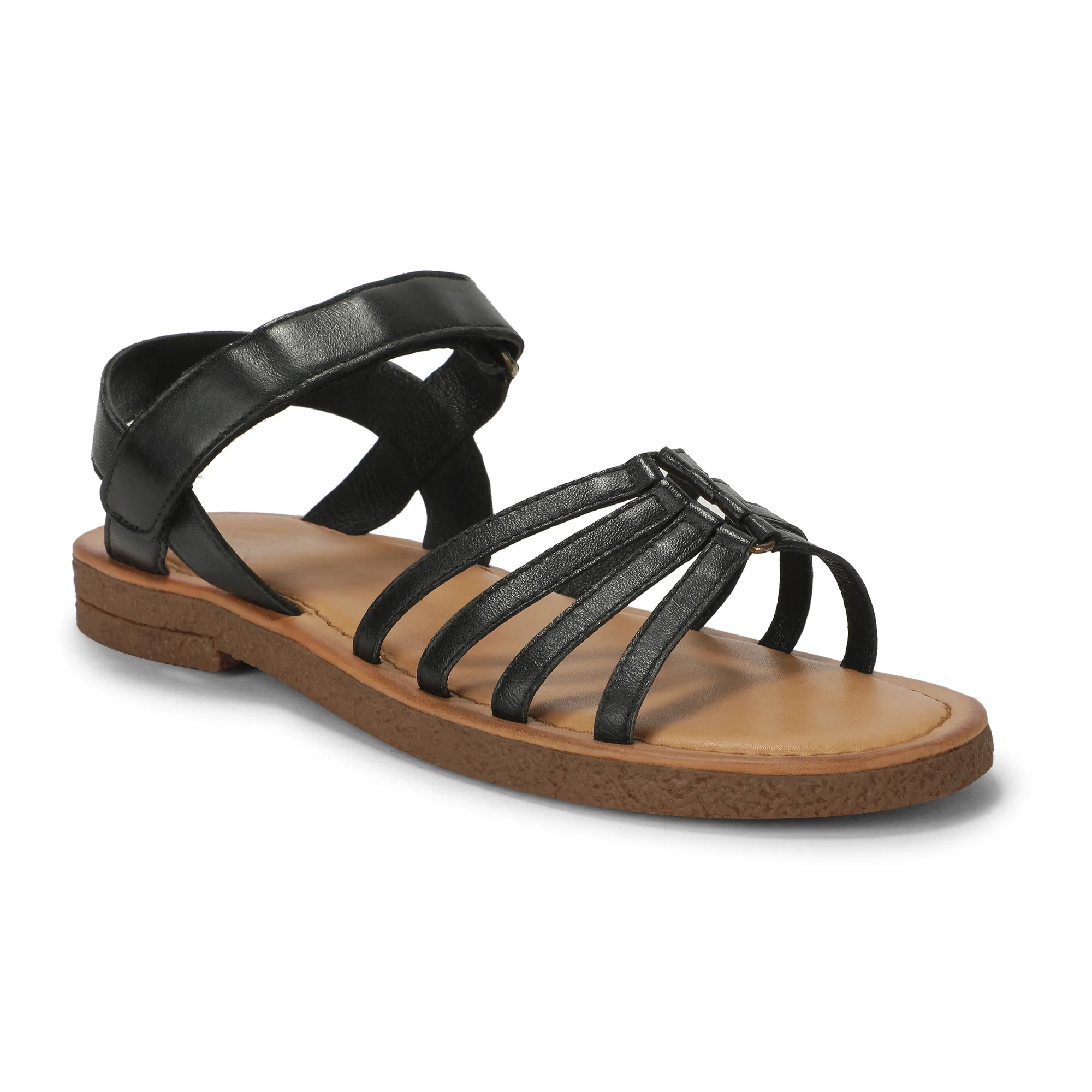 Black Multi Strap Sandals For Ladies - Thumbnail 3