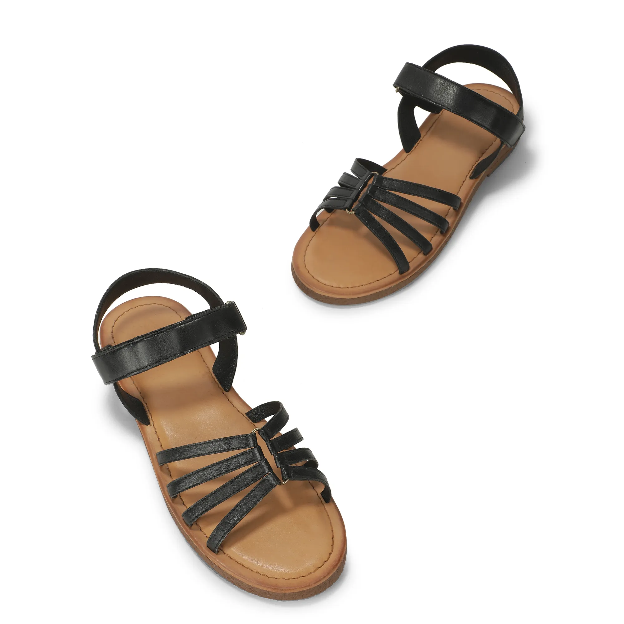 Black Multi Strap Sandals For Ladies - Thumbnail 4