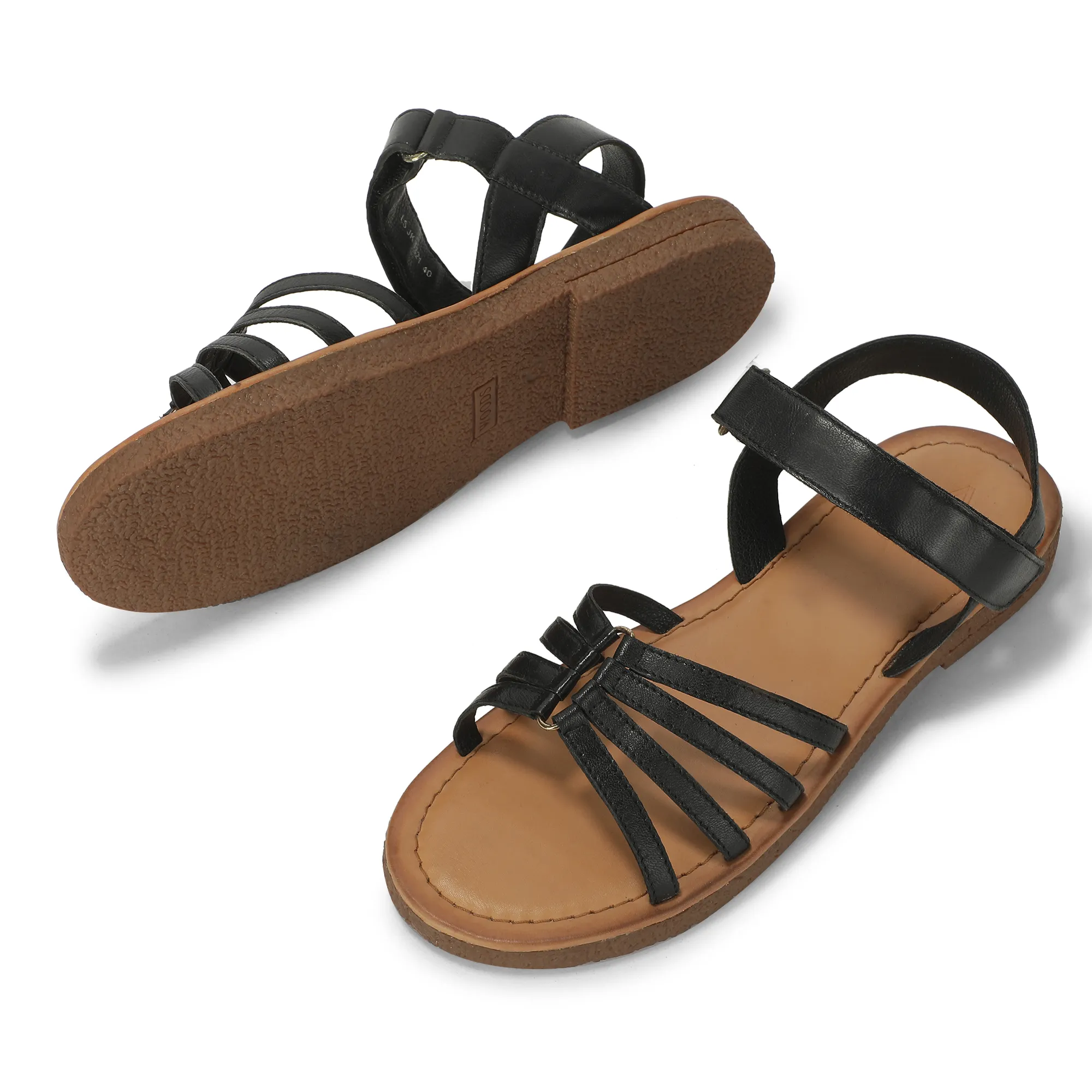 Black Multi Strap Sandals For Ladies - Thumbnail 6