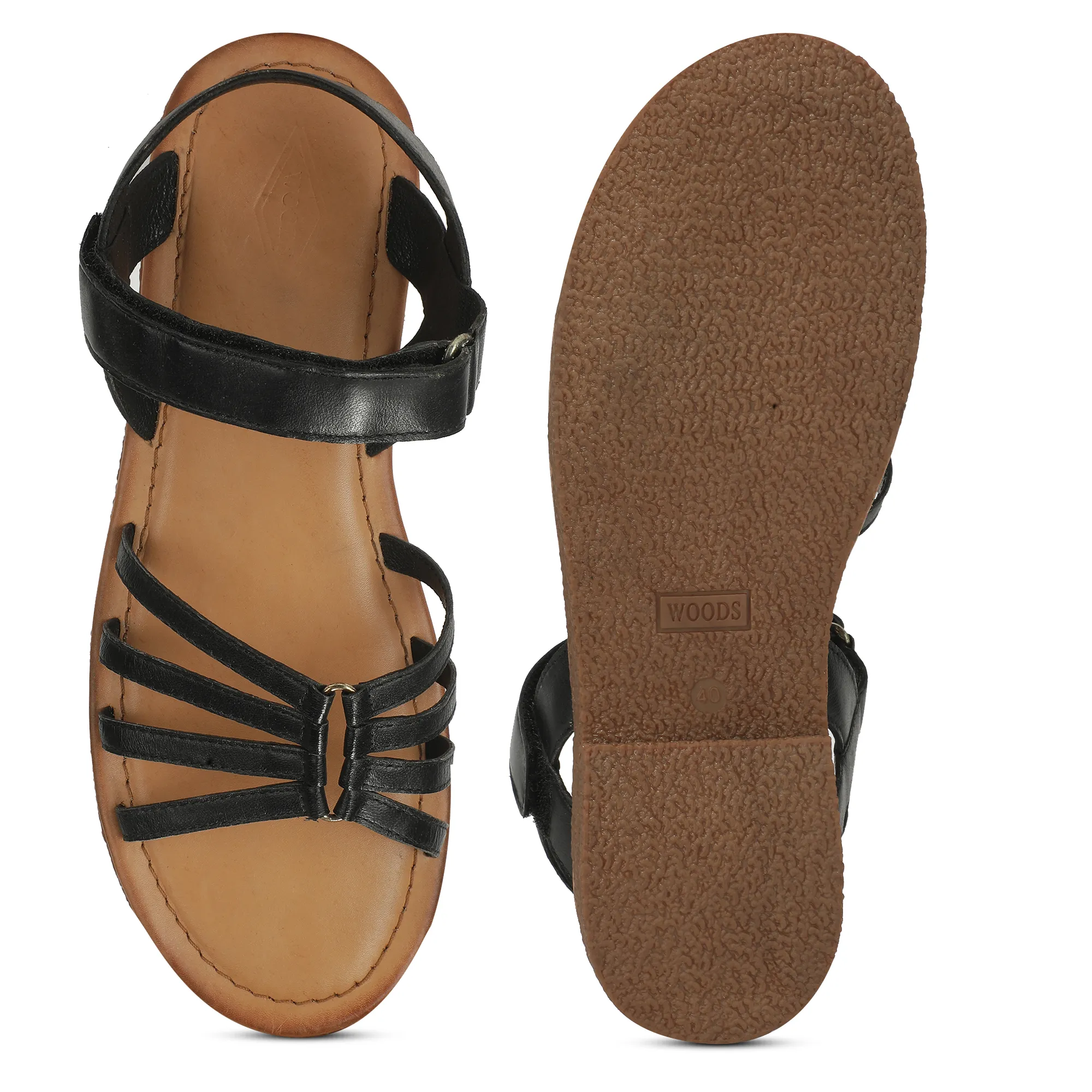 Black Multi Strap Sandals For Ladies - Thumbnail 9