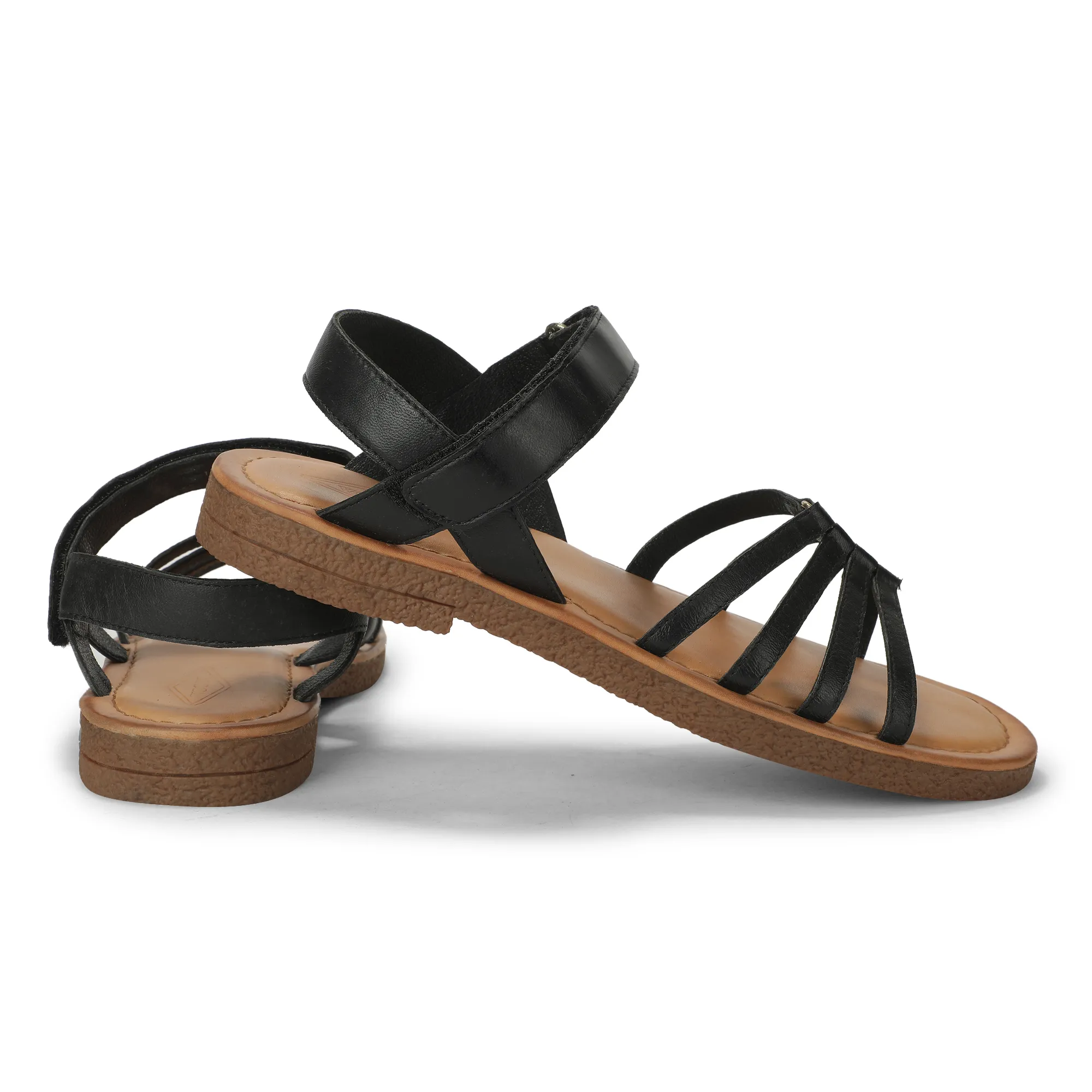 Black Multi Strap Sandals For Ladies - Thumbnail 10