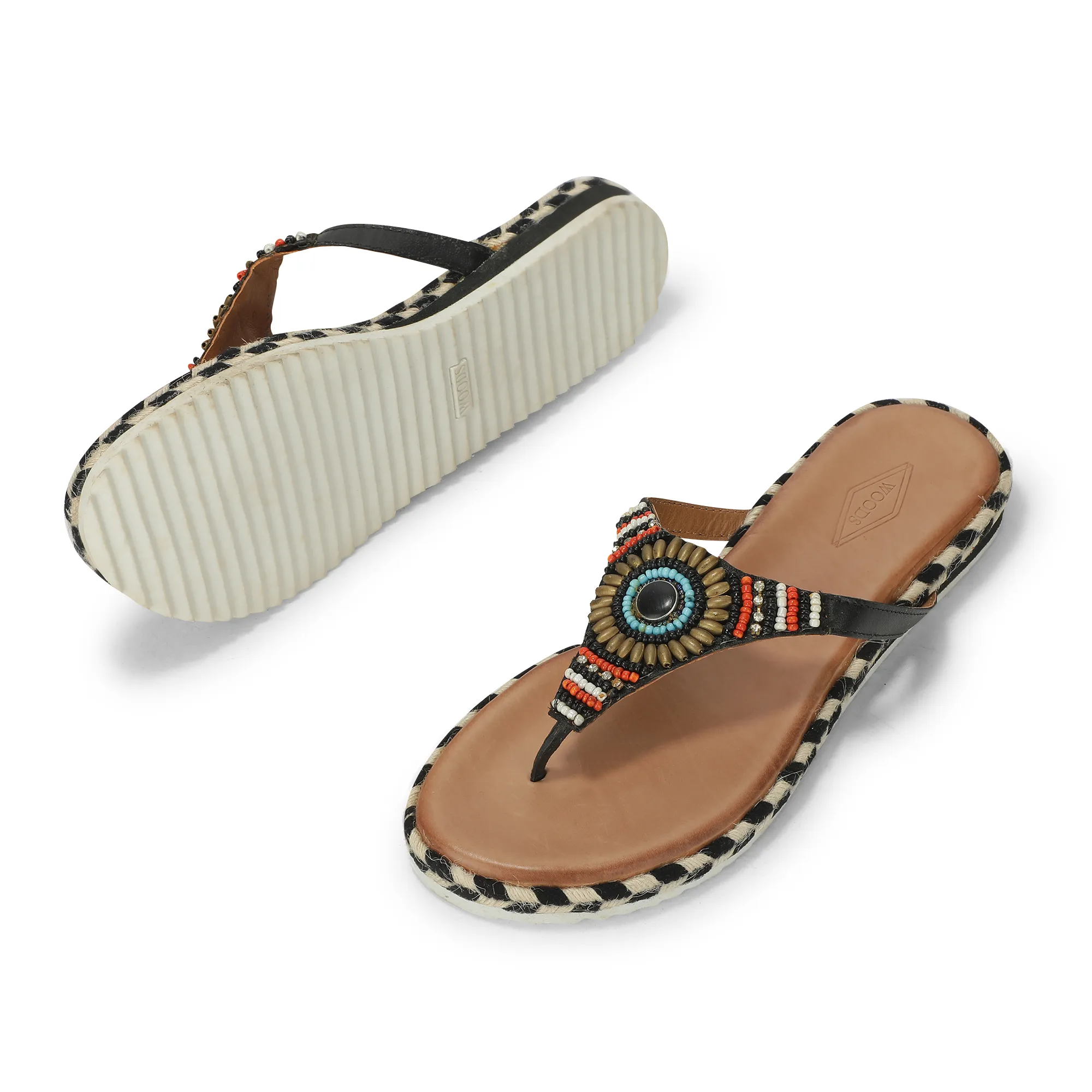 Woods Sky Black Multicolored Ladies Slippers - Thumbnail 5