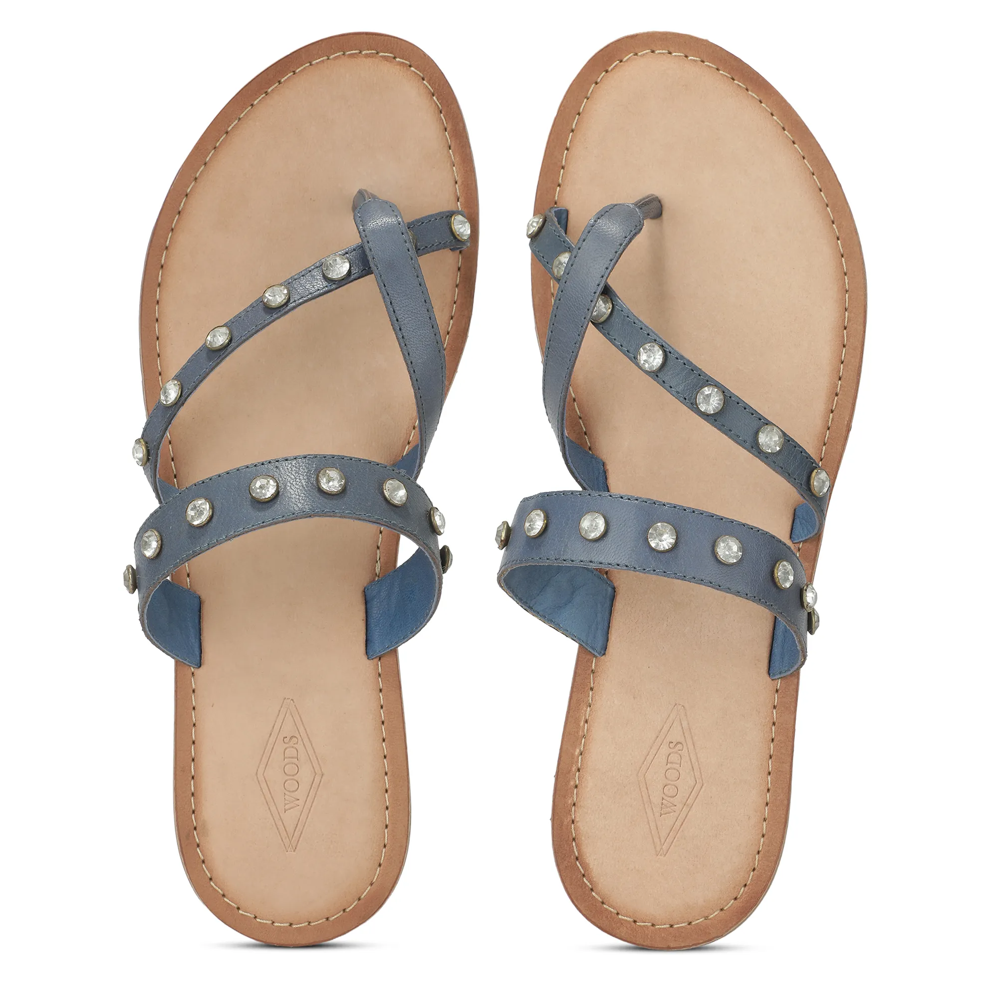 Woods Blue Ladies Slippres With Unique Strap - Thumbnail 5