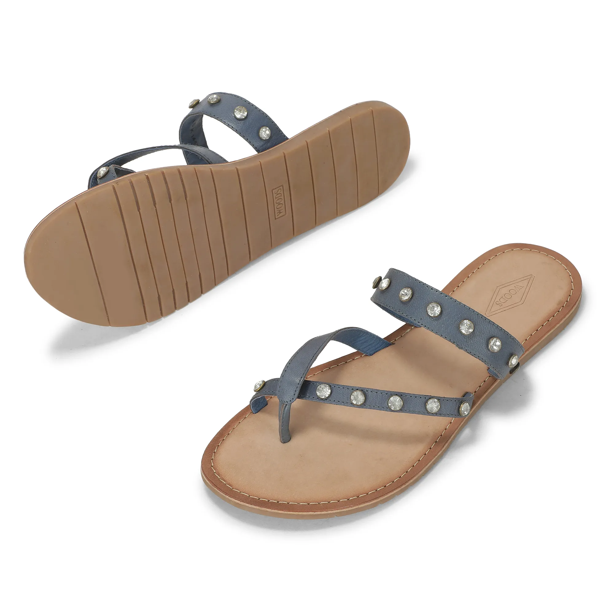 Woods Blue Ladies Slippres With Unique Strap - Thumbnail 6