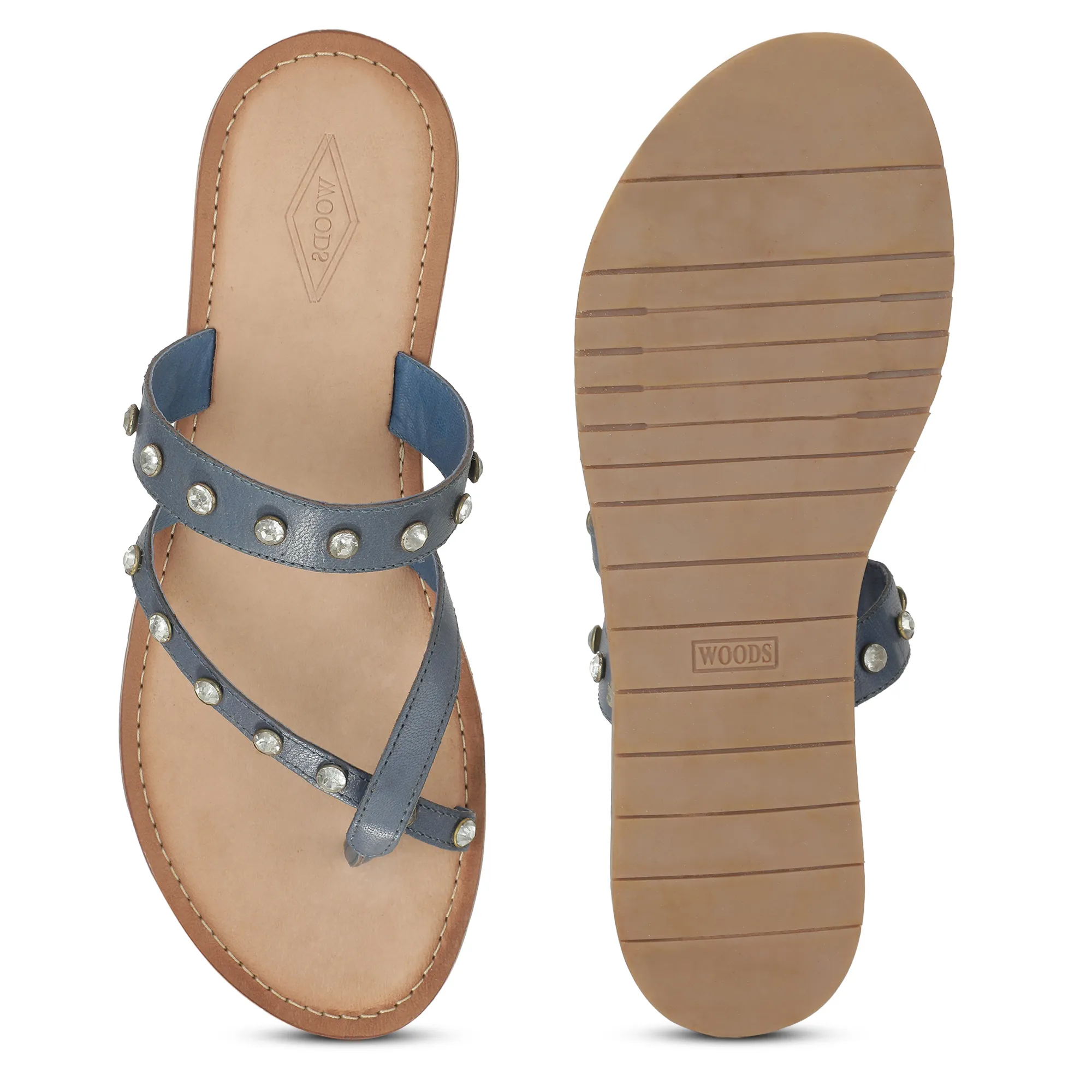 Woods Blue Ladies Slippres With Unique Strap - Thumbnail 9