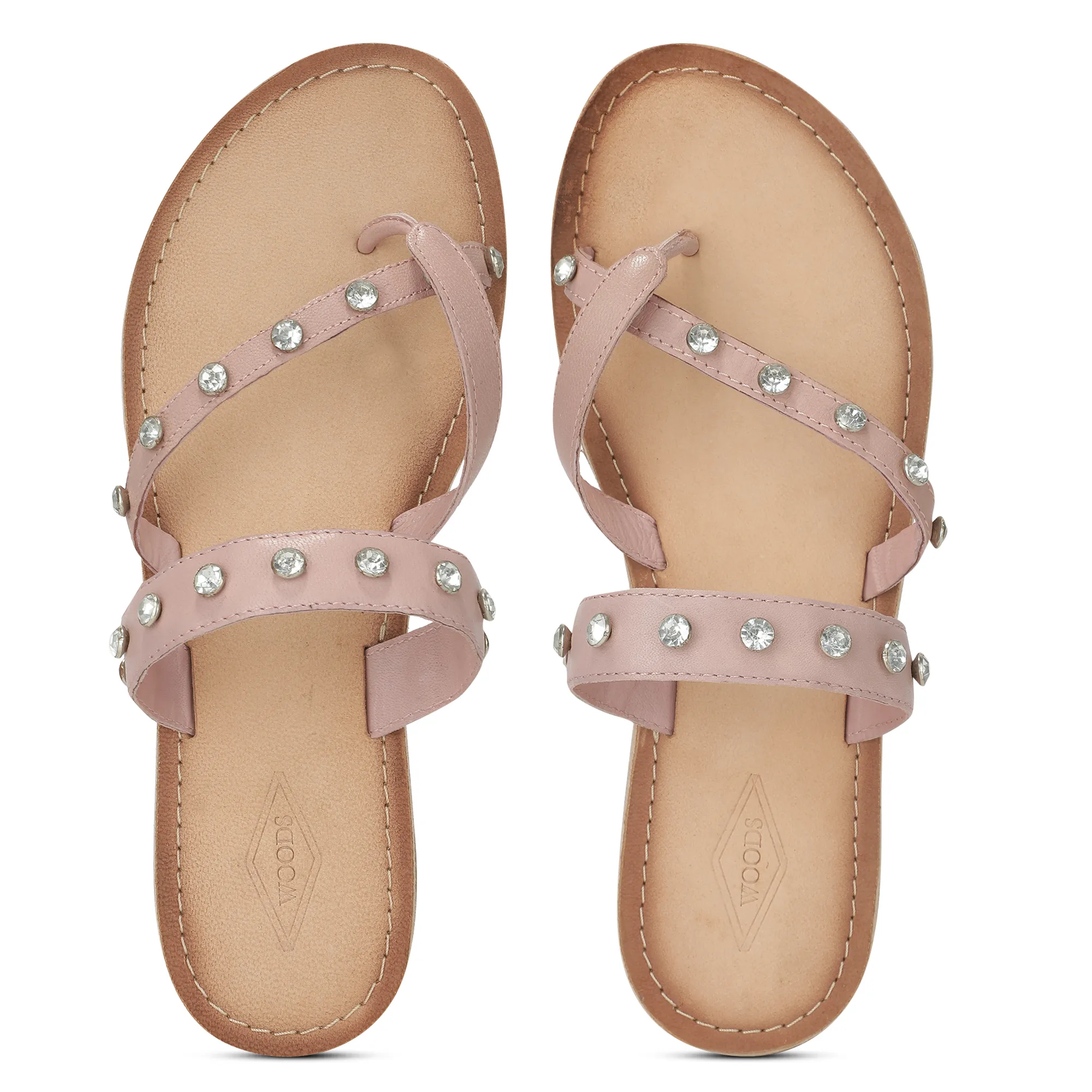 Woods Pink Ladies Slippres With Unique Strap - Thumbnail 5