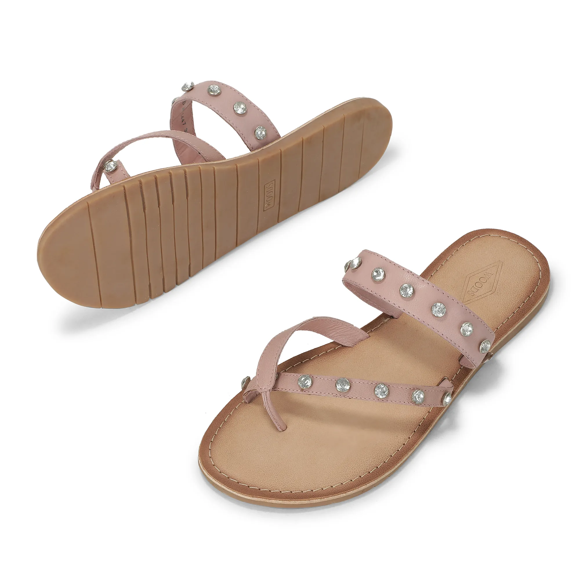 Woods Pink Ladies Slippres With Unique Strap - Thumbnail 6