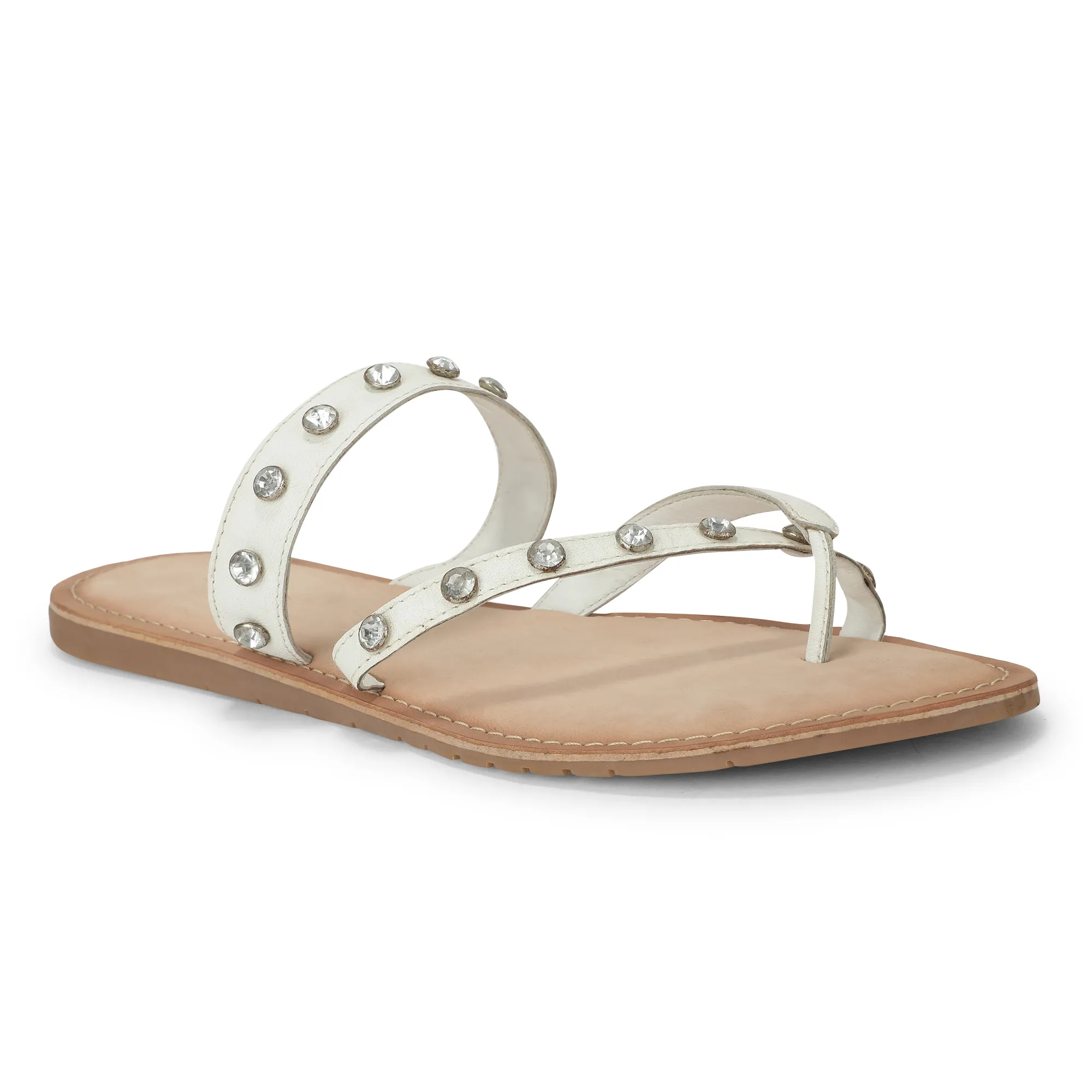 Woods White Ladies Slippres With Unique Strap - Thumbnail 3