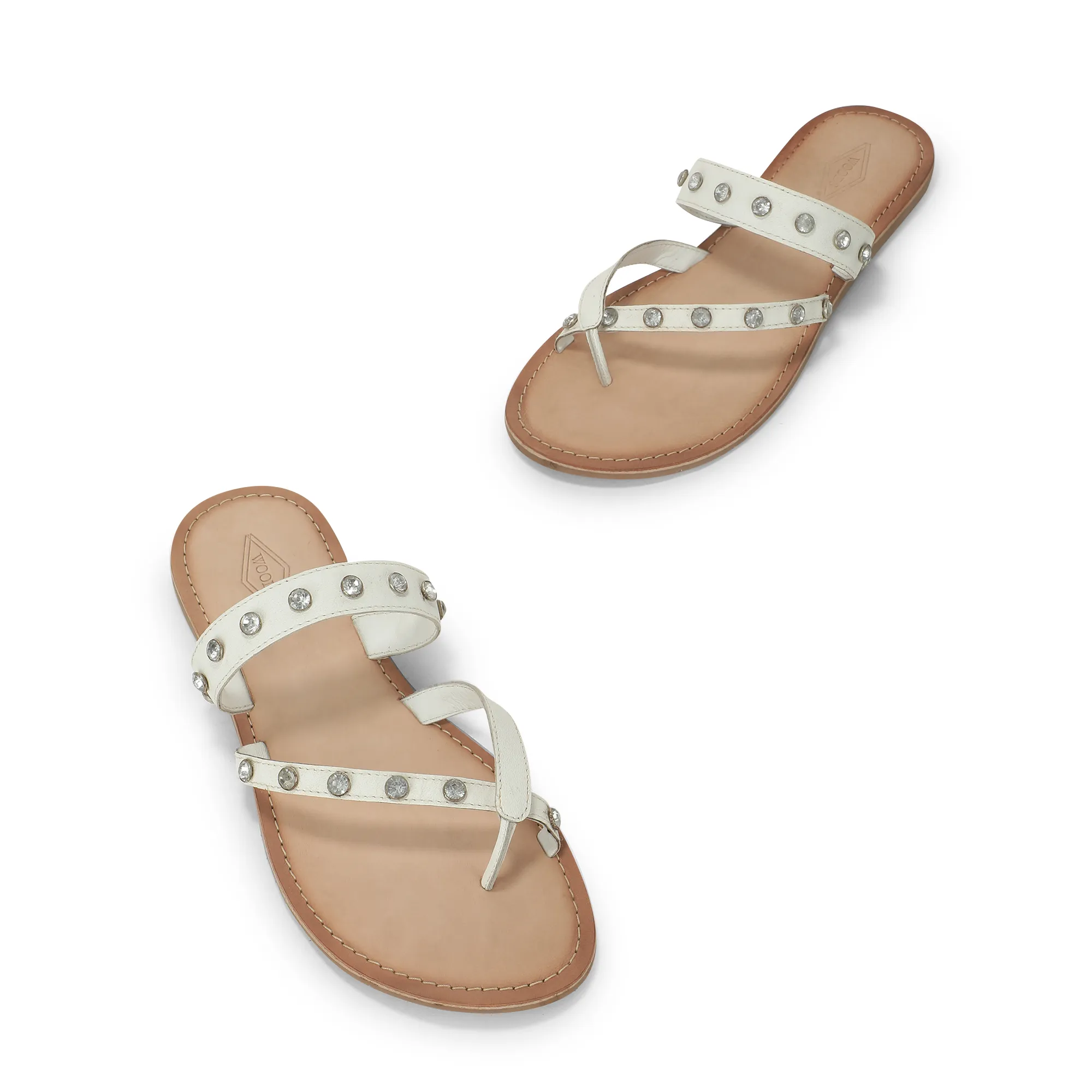 Woods White Ladies Slippres With Unique Strap - Thumbnail 4