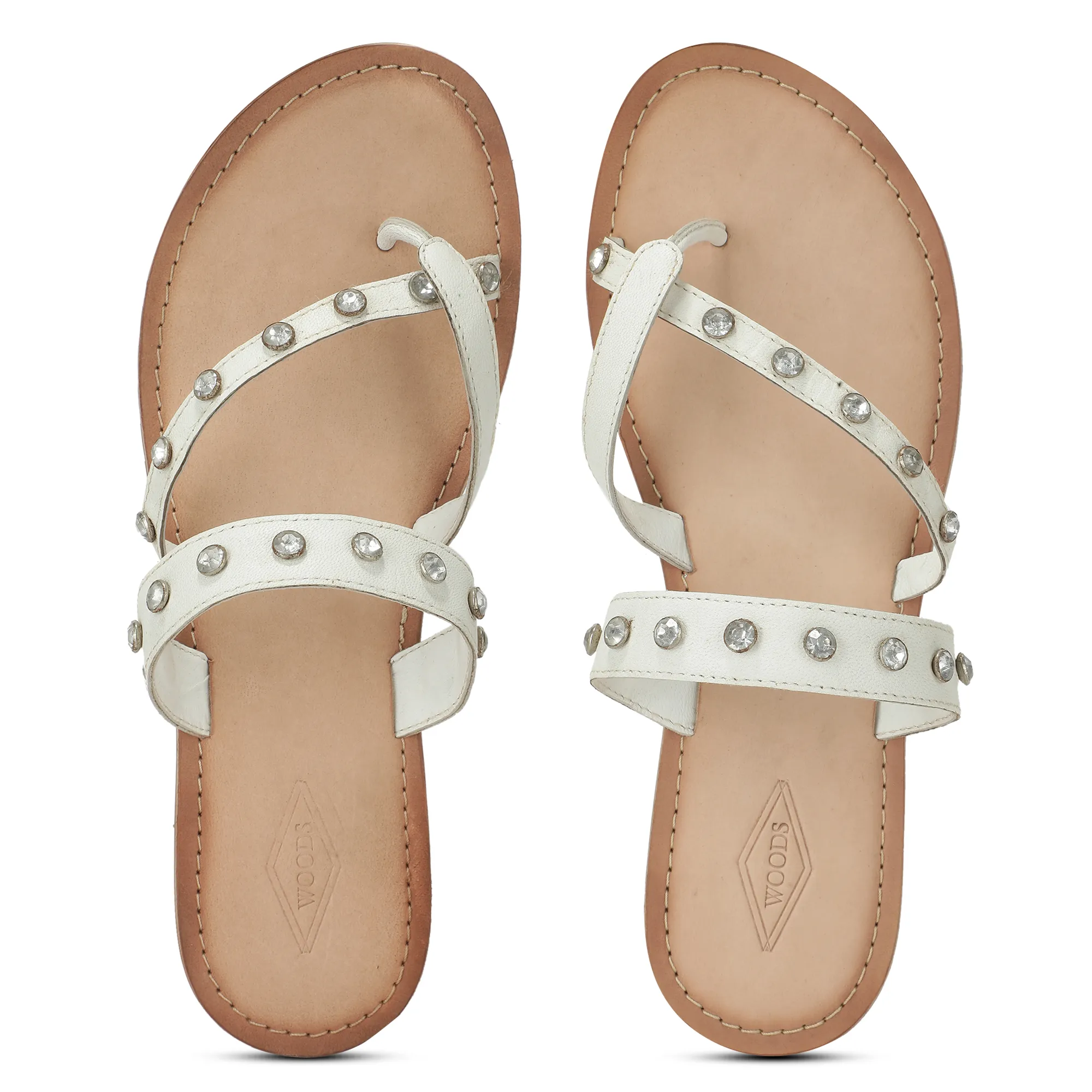 Woods White Ladies Slippres With Unique Strap - Thumbnail 5