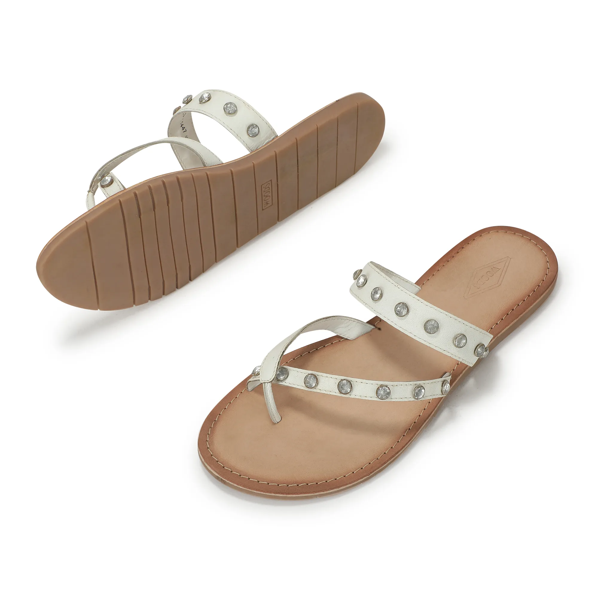 Woods White Ladies Slippres With Unique Strap - Thumbnail 6