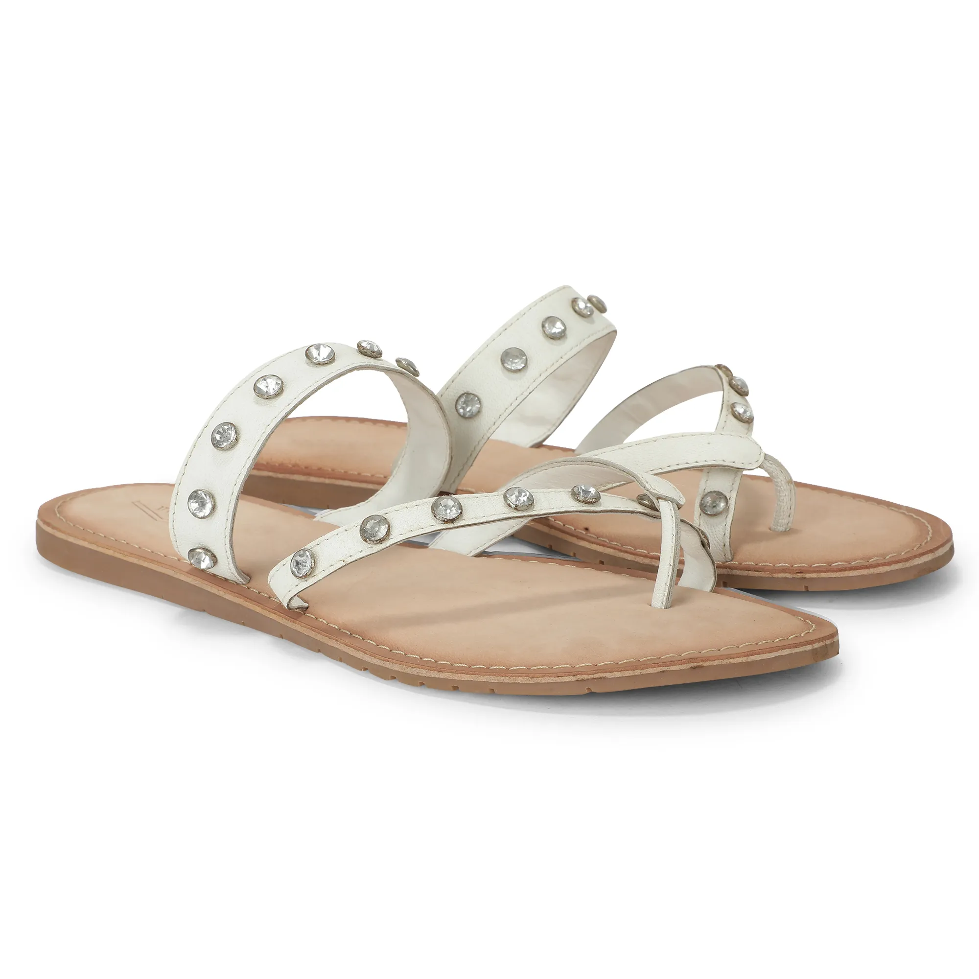 Woods White Ladies Slippres With Unique Strap - Thumbnail 8