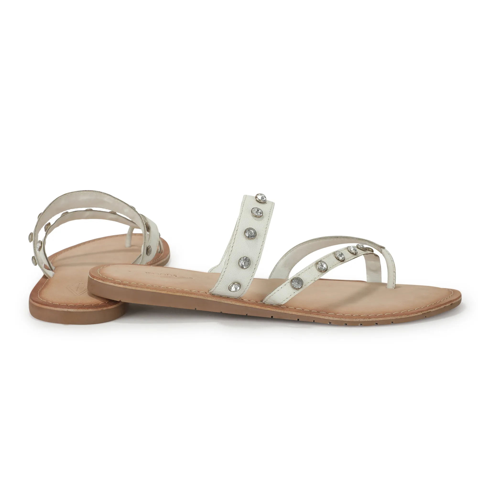 Woods White Ladies Slippres With Unique Strap - Thumbnail 10