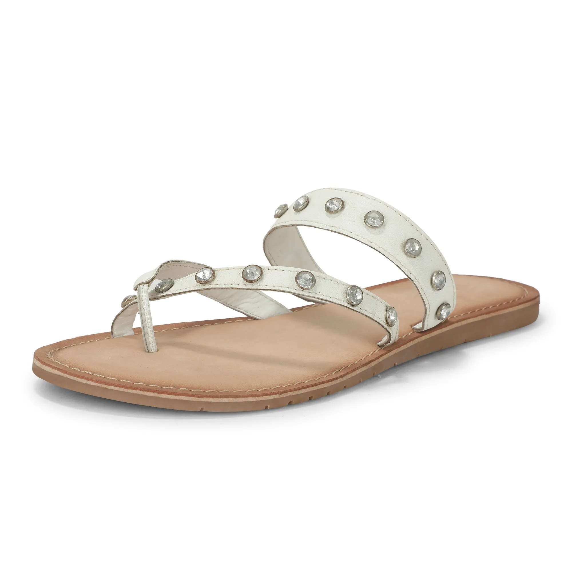 Woods White Ladies Slippres With Unique Strap - Thumbnail 11