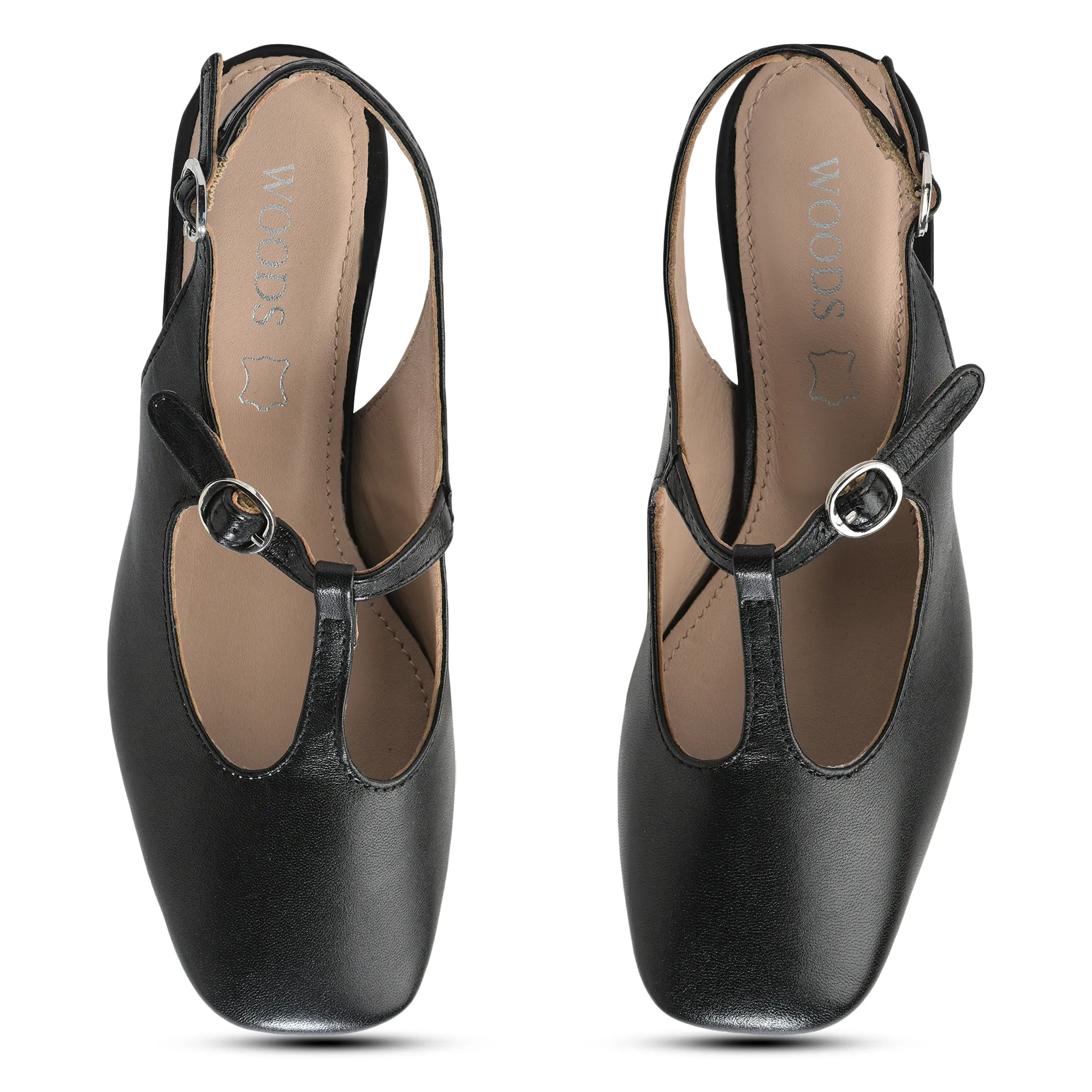Woodland Black Softy Ladies Heel Sandals - Thumbnail 2