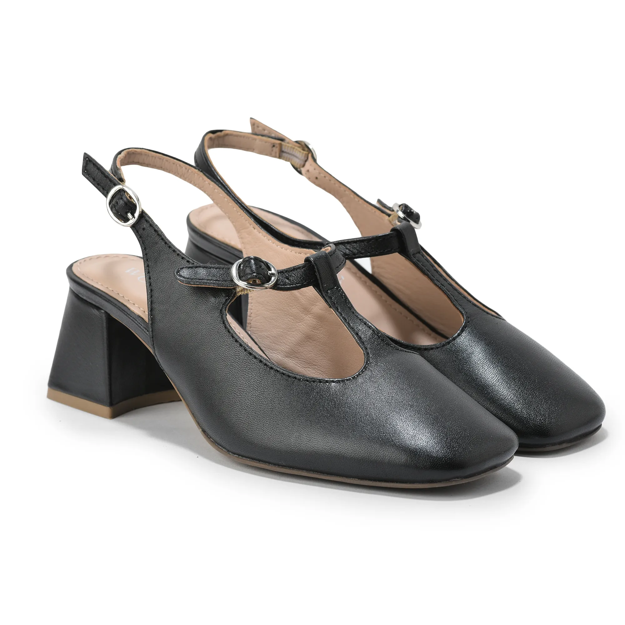Woodland Black Softy Ladies Heel Sandals - Thumbnail 6