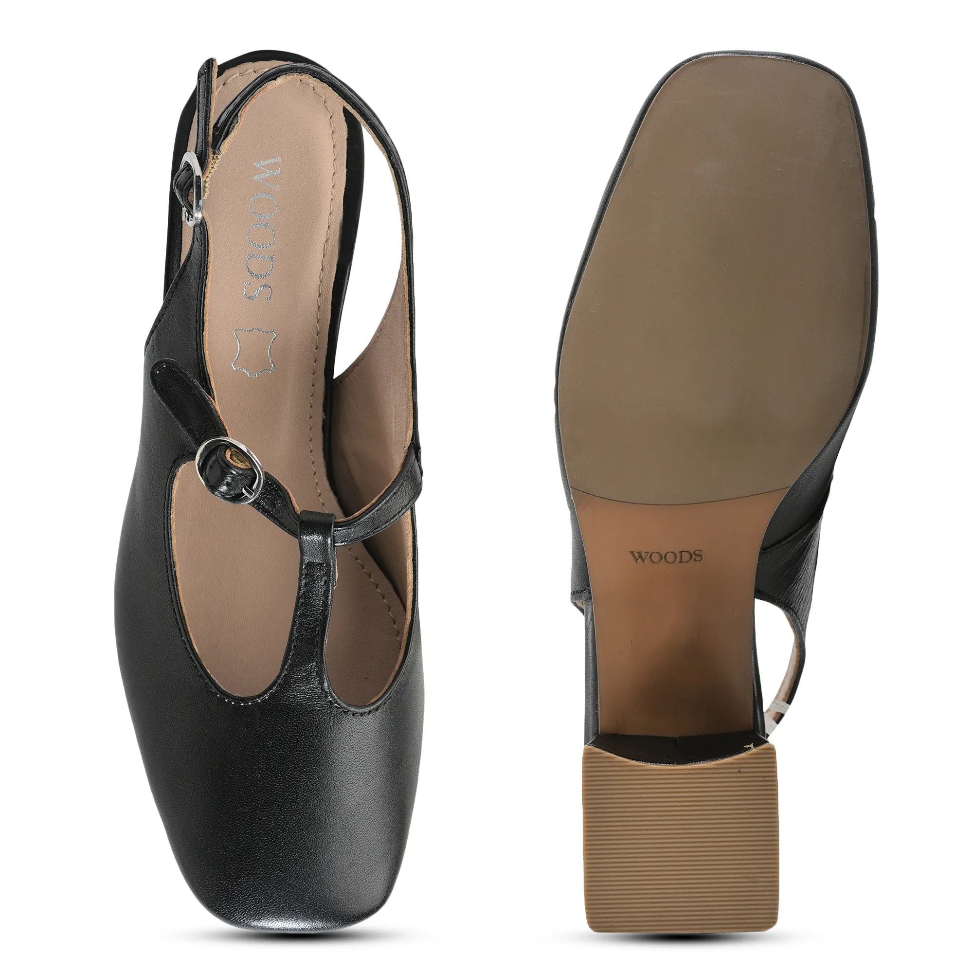 Woodland Black Softy Ladies Heel Sandals - Thumbnail 7