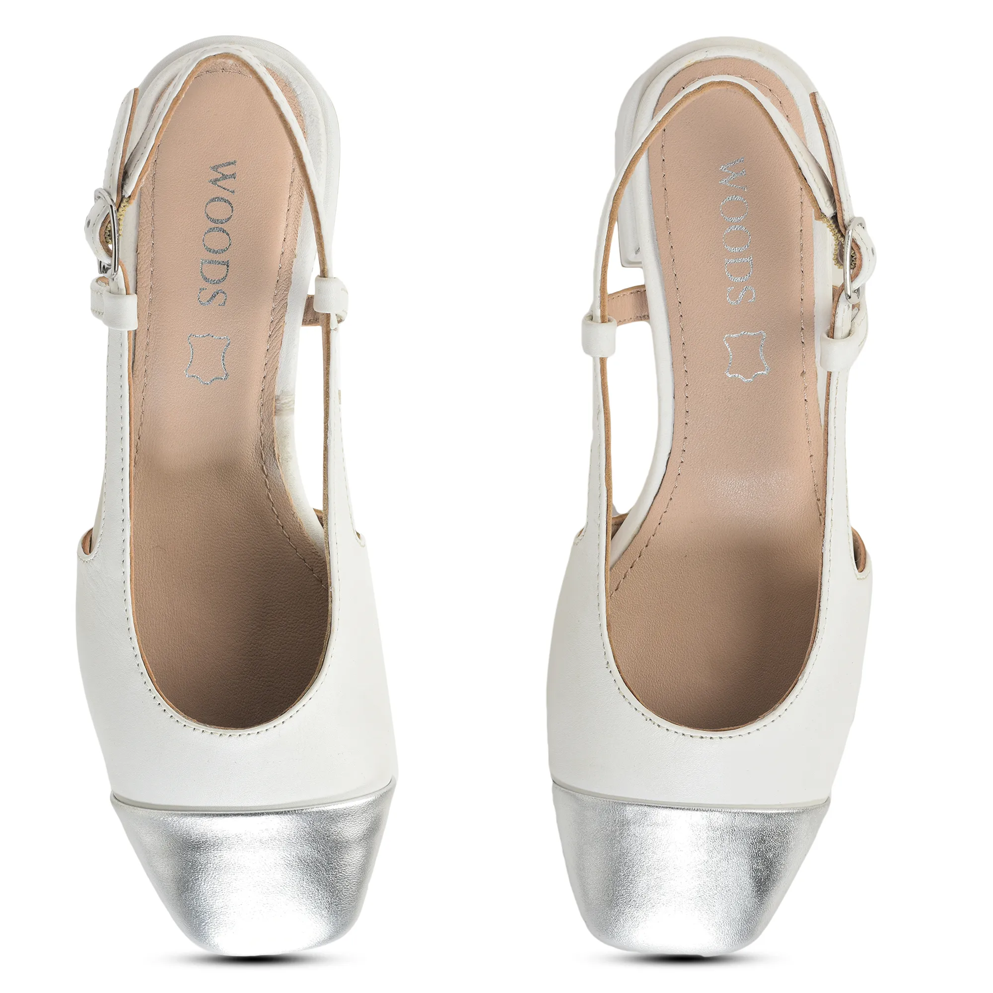 Stylish White/Silver Ladies Sandal with Metallic Accent - Thumbnail 2