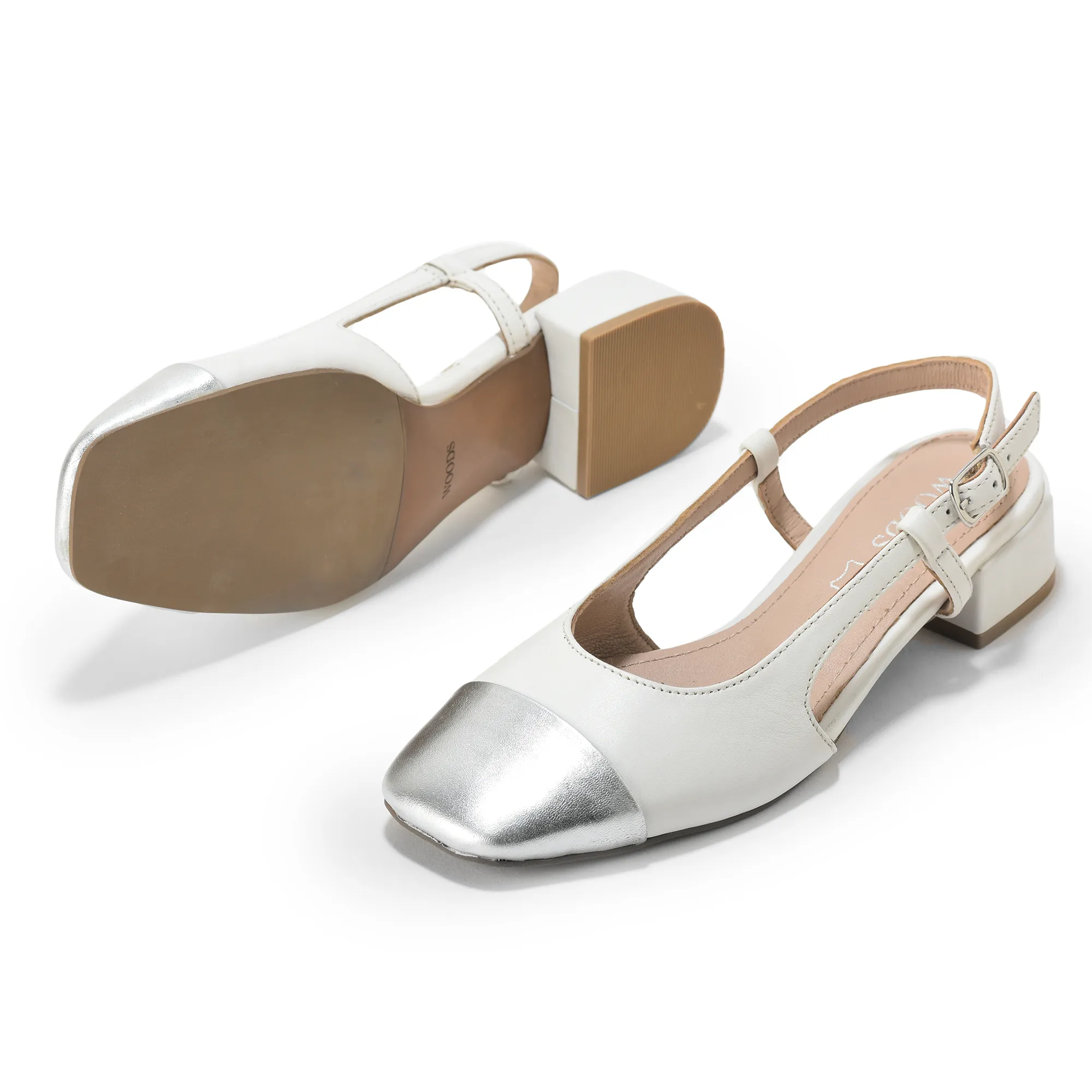 Stylish White/Silver Ladies Sandal with Metallic Accent - Thumbnail 3